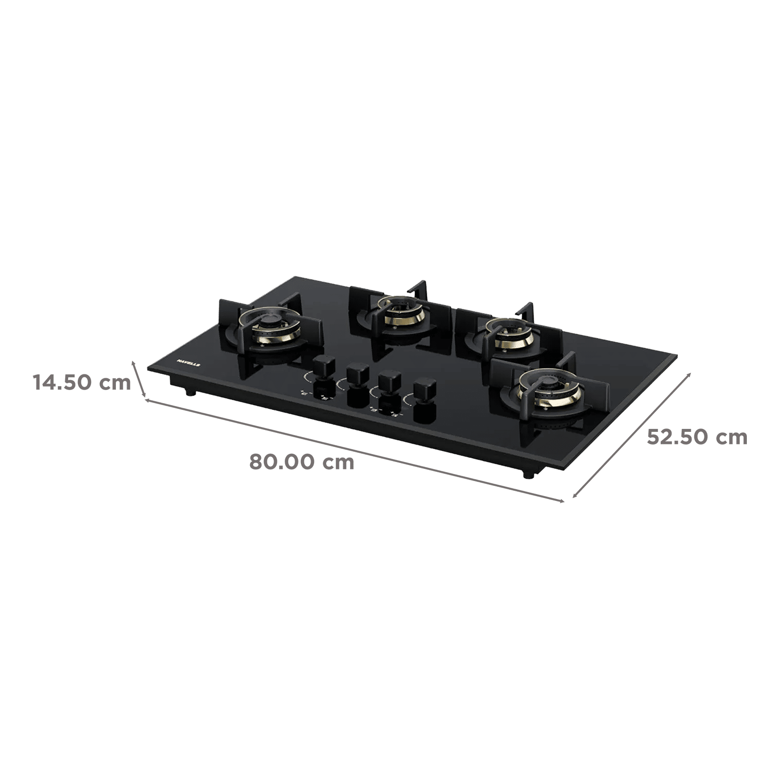 Havells Centuro Timer 4B 80 T AI Timer Toughened Glass Top 4 Burner Automatic Hob (Precise Flame Control, Black) Havells Centuro Timer 4B 80 T AI Timer Toughened Glass Top 4 Burner Automatic Hob (Precise Flame Control, Black)_2