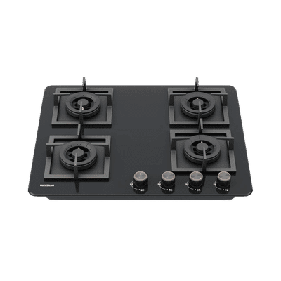 Havells Regio 4B 60 AI Auto Ignit Toughened Glass Top 4 Burner Automatic Hob (Ergonomically Designed Knob, Black)