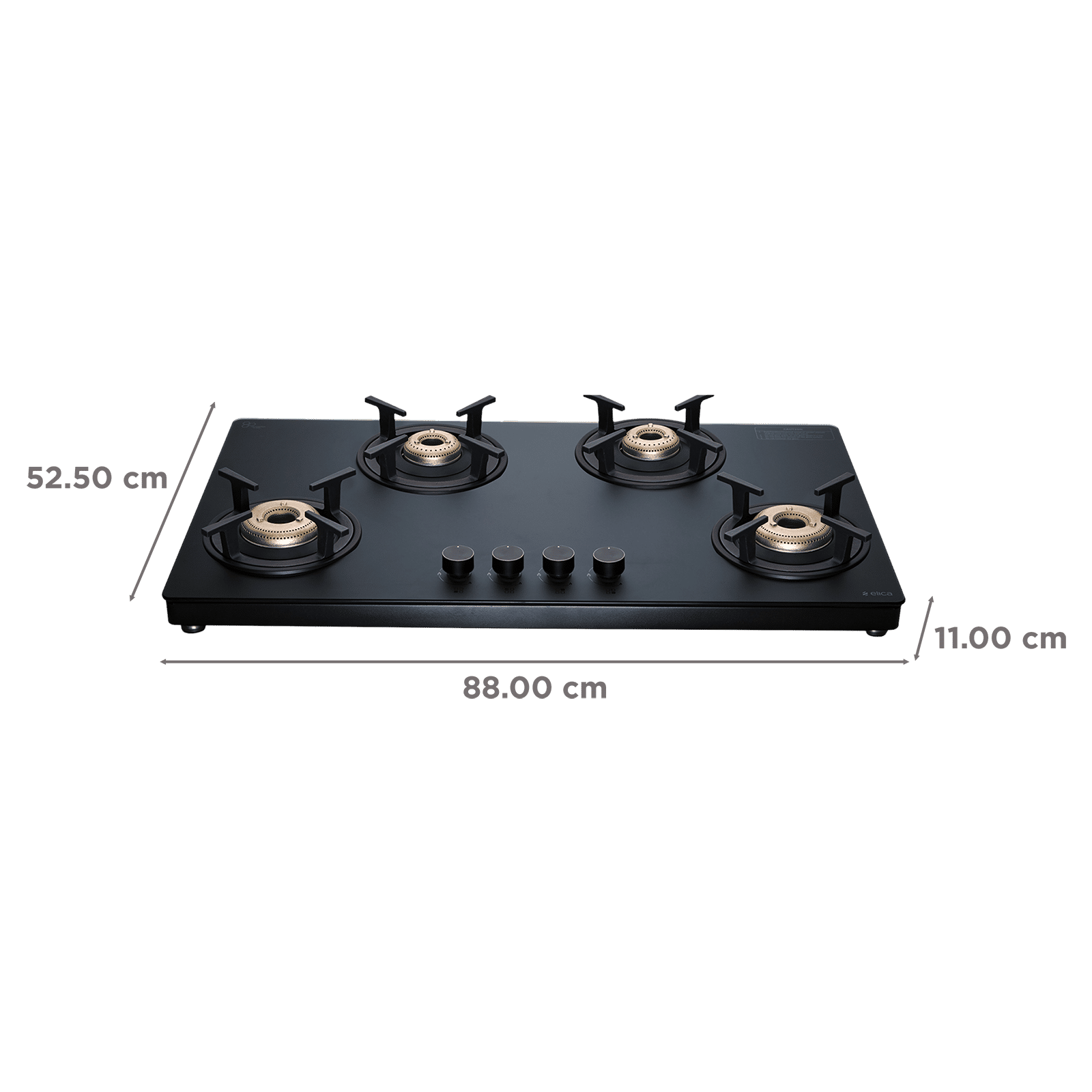 Elica MATT TKN 904 CT VETRO 2J BK SERIES Toughened Glass Top 4 Burner Manual Gas Stove (Ultra Slim Frame, Black) Elica MATT TKN 904 CT VETRO 2J BK SERIES Toughened Glass Top 4 Burner Manual Gas Stove (Ultra Slim Frame, Black)_2