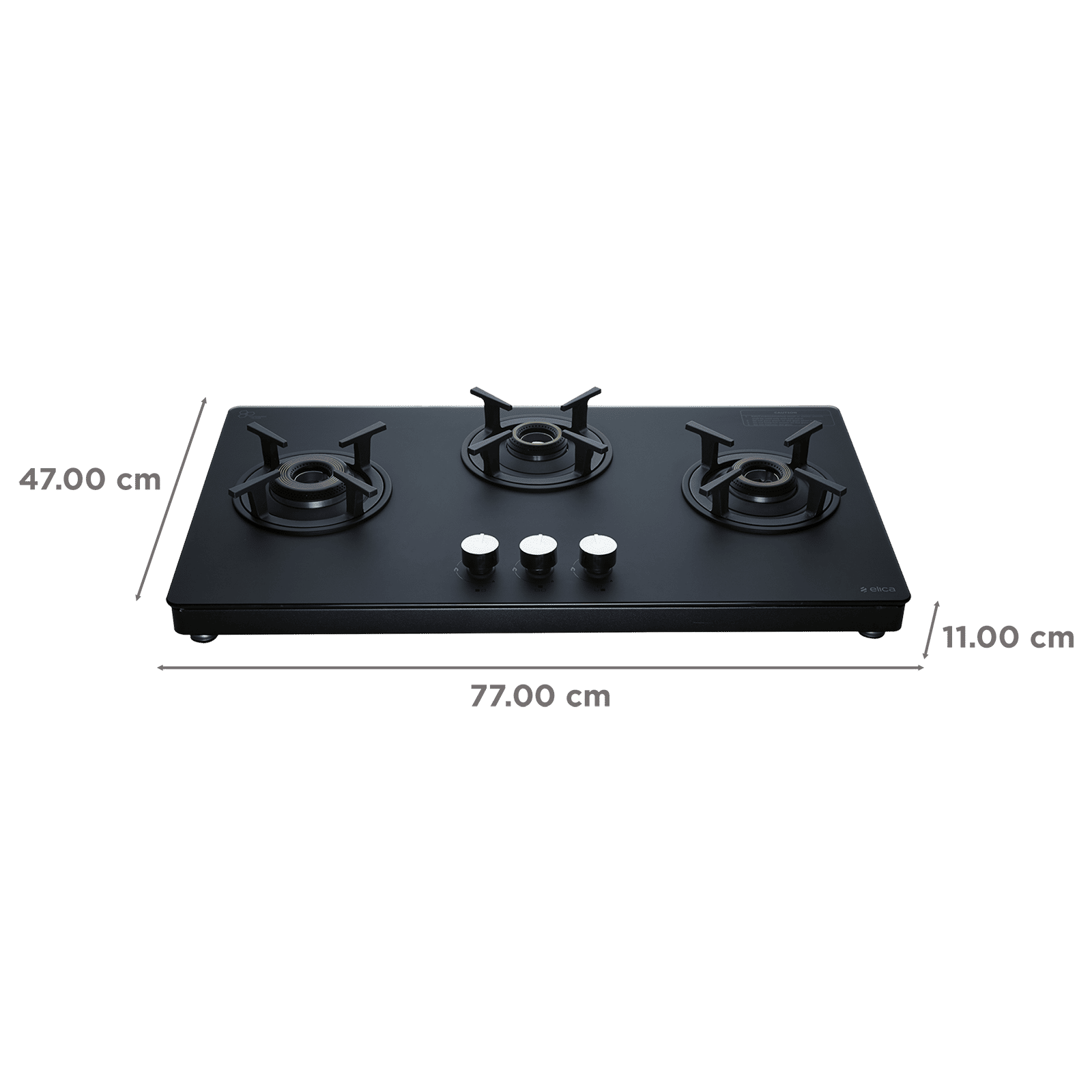 Elica SBF MATT LOTUS TKN 773 CT VETRO AI Toughened Glass Top 3 Burner Automatic Gas Stove (Sabaf Brass Burners, Black)_2