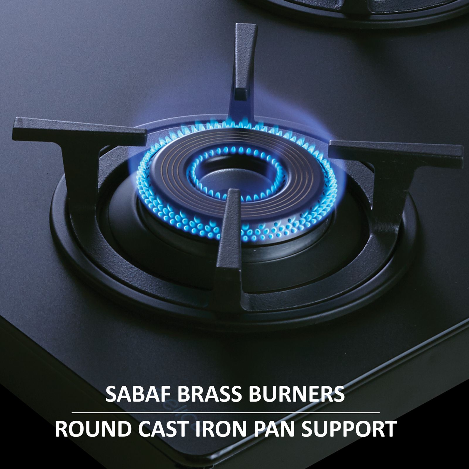 Elica SBF MATT LOTUS TKN 773 CT VETRO AI Toughened Glass Top 3 Burner Automatic Gas Stove (Sabaf Brass Burners, Black)_5