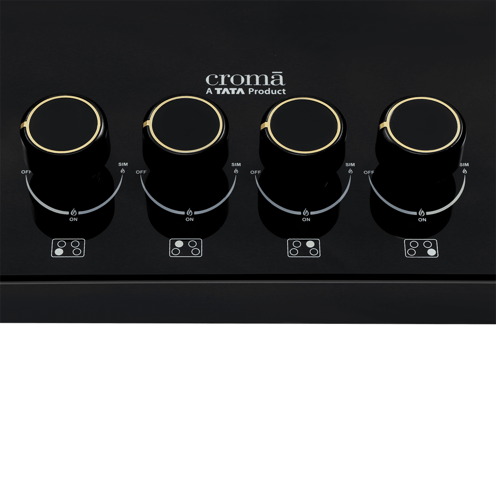Croma Toughened Glass Top 4 Burner Automatic Hob (360 Degree Revolving Nozzle, Black) Croma Toughened Glass Top 4 Burner Automatic Hob (360 Degree Revolving Nozzle, Black)_8