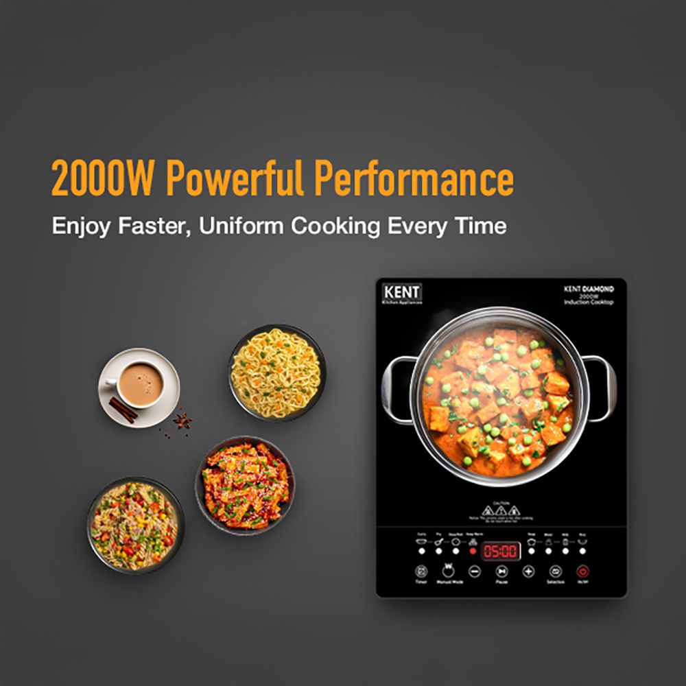 KENT Diamond 2000W Induction Cooktop with 8 Preset Menus KENT Diamond 2000W Induction Cooktop with 8 Preset Menus_5
