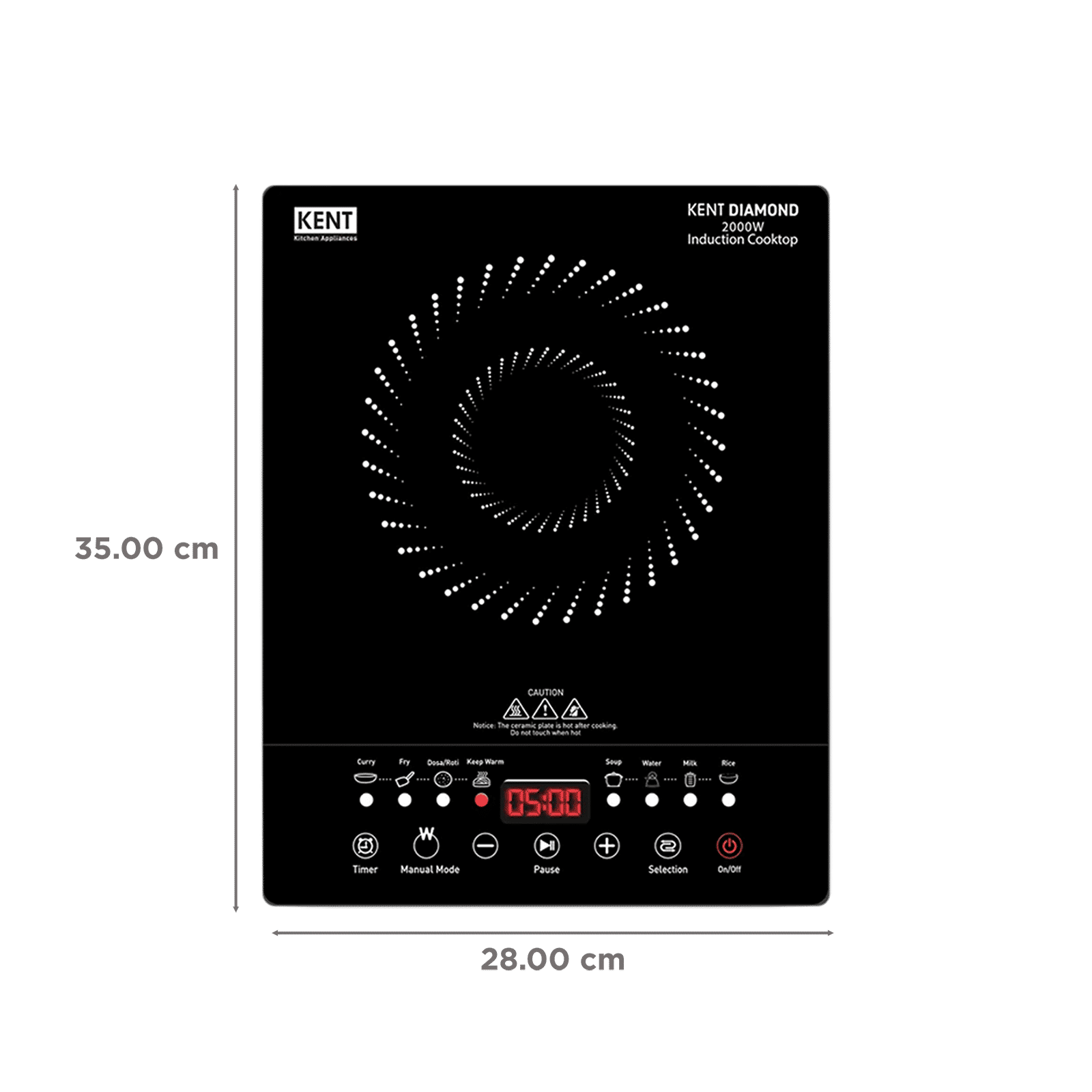 KENT Diamond 2000W Induction Cooktop with 8 Preset Menus KENT Diamond 2000W Induction Cooktop with 8 Preset Menus_2