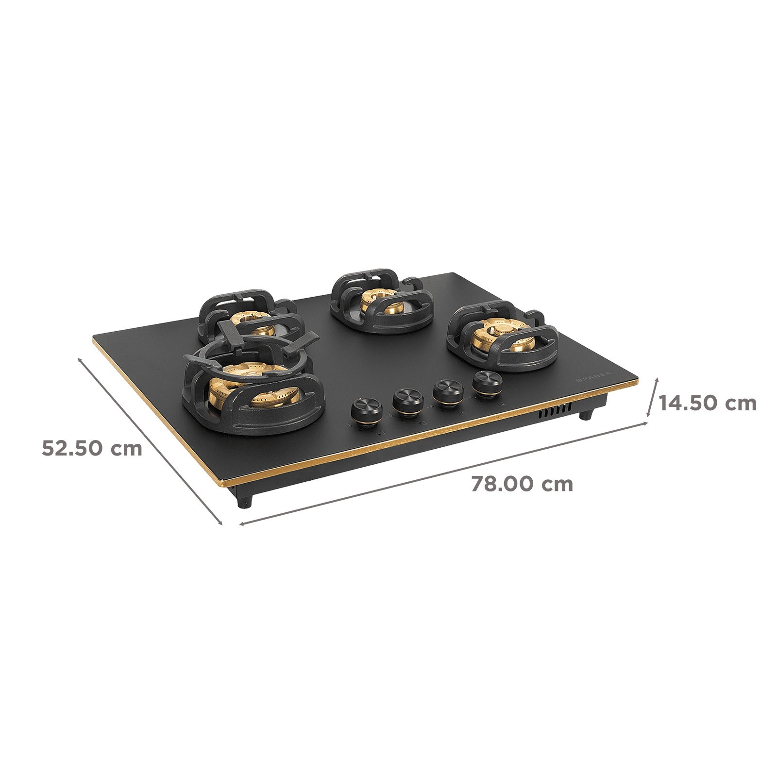Faber Verona IND HD784 CI FFD AI Glass Top 4 Burner Automatic Hob (3D Flame Technology, Matt Black & Gold)_2