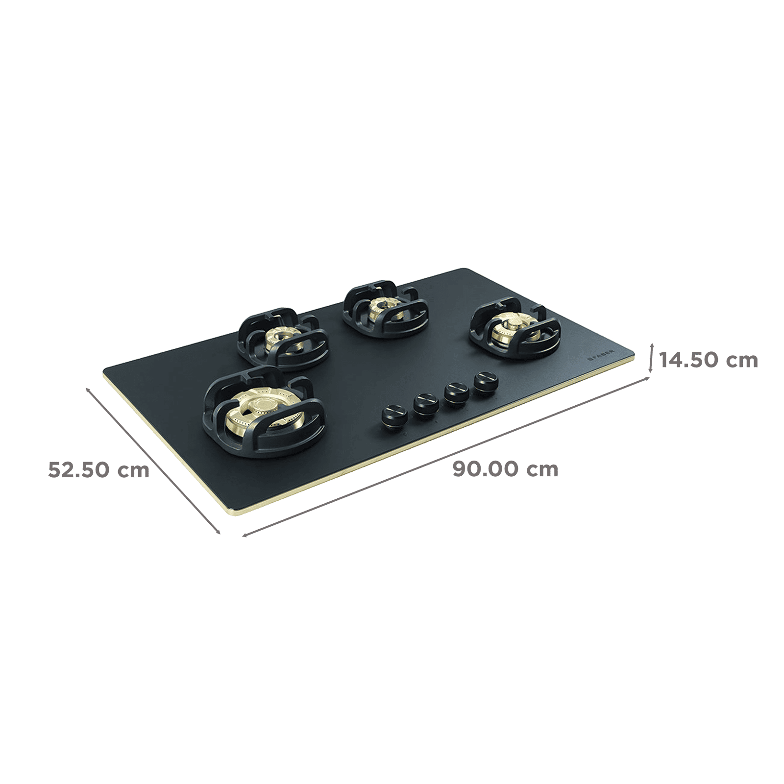 Faber Verona HD904 CI FFD AI Glass Top 4 Burner Automatic Hob (3D Flame Technology, Matt Black & Gold)_2