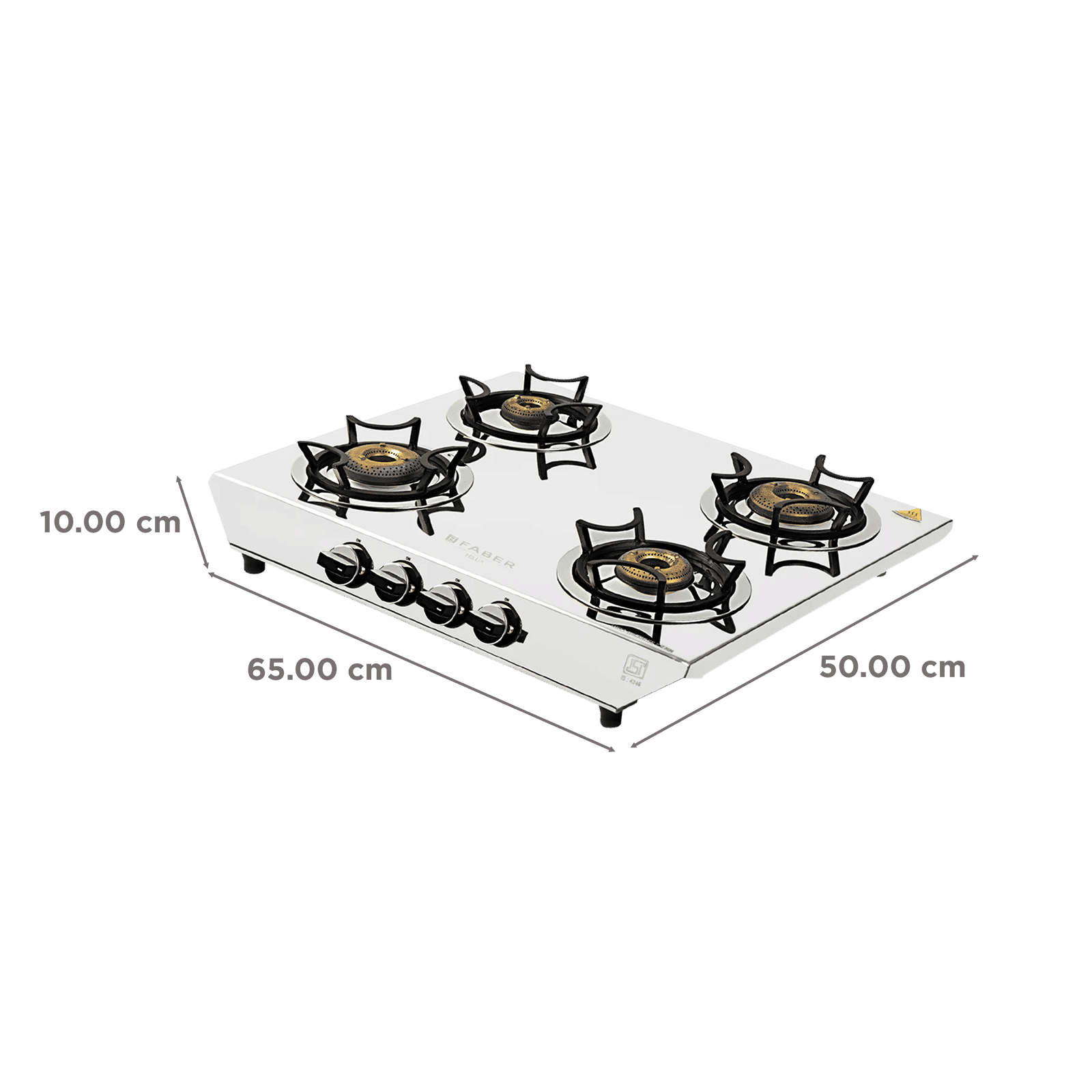Faber Hilux Max DX 4BB SS 4 Burner Manual Hob (360 Degree Revolving Nozzle, Silver)_2