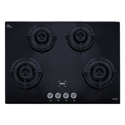 elica FLEXI TC 475 LOTUS IND HD BRASS FFD Toughened Glass Top 4 Burner Automatic Hob (Flame Failure Device, Black)