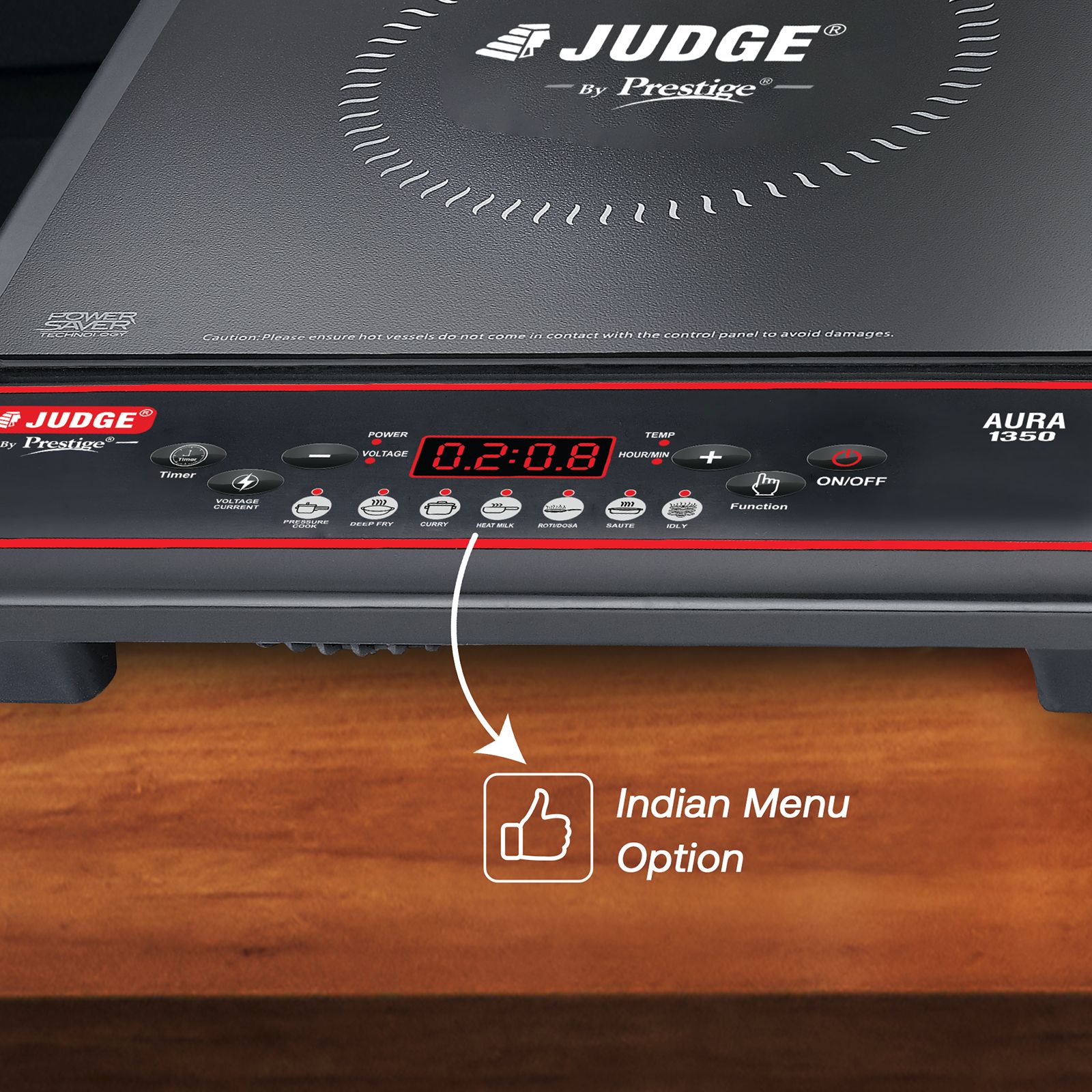 JUDGE By Prestige Aura 1350W Induction Cooktop with 7 Preset Menus_5
