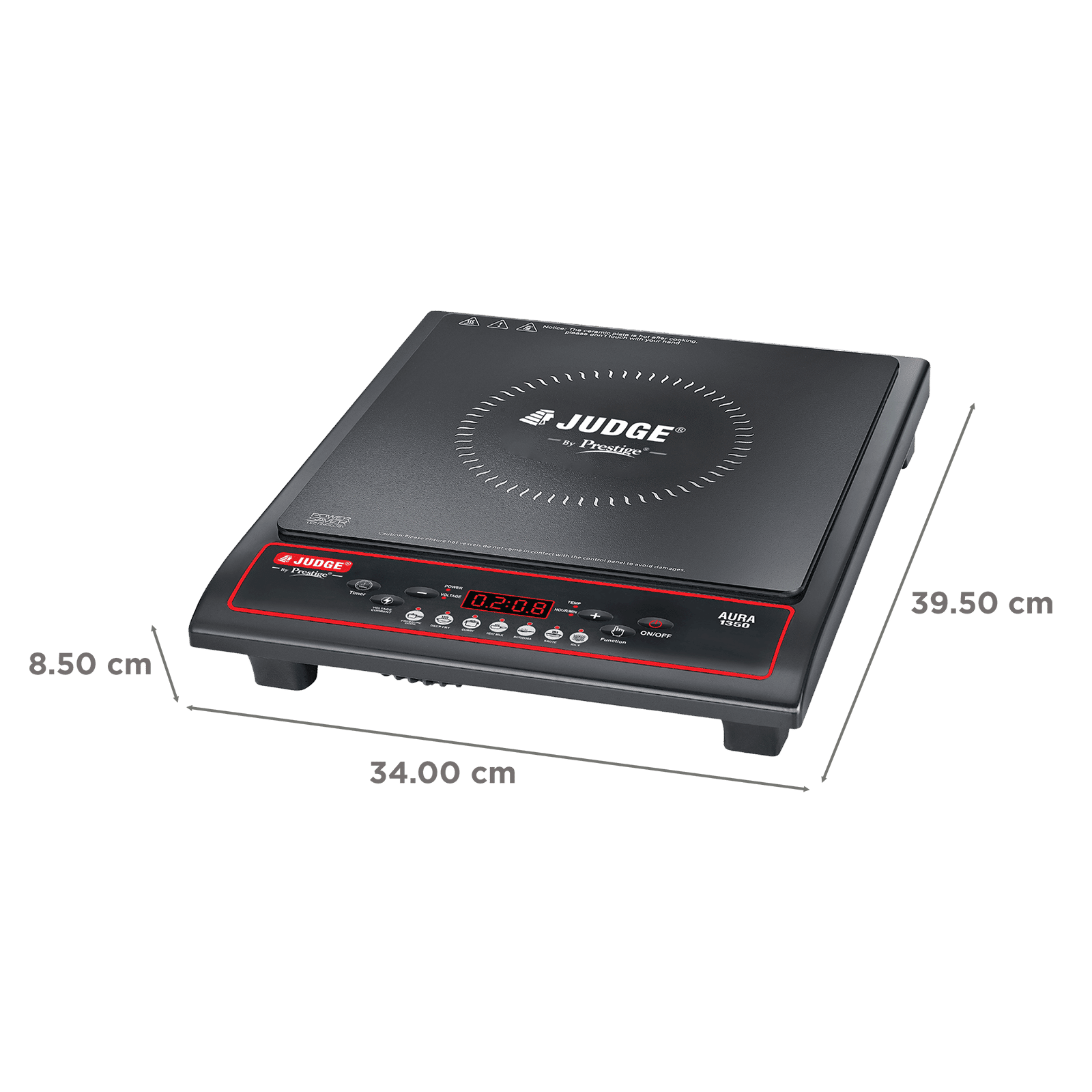 JUDGE By Prestige Aura 1350W Induction Cooktop with 7 Preset Menus_2