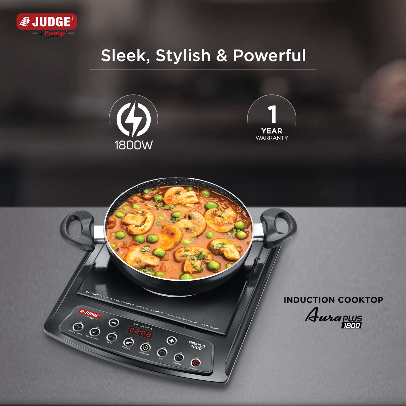 JUDGE By Prestige Aura Plus 1800W Induction Cooktop with 6 Preset Menus JUDGE By Prestige Aura Plus 1800W Induction Cooktop with 6 Preset Menus_4