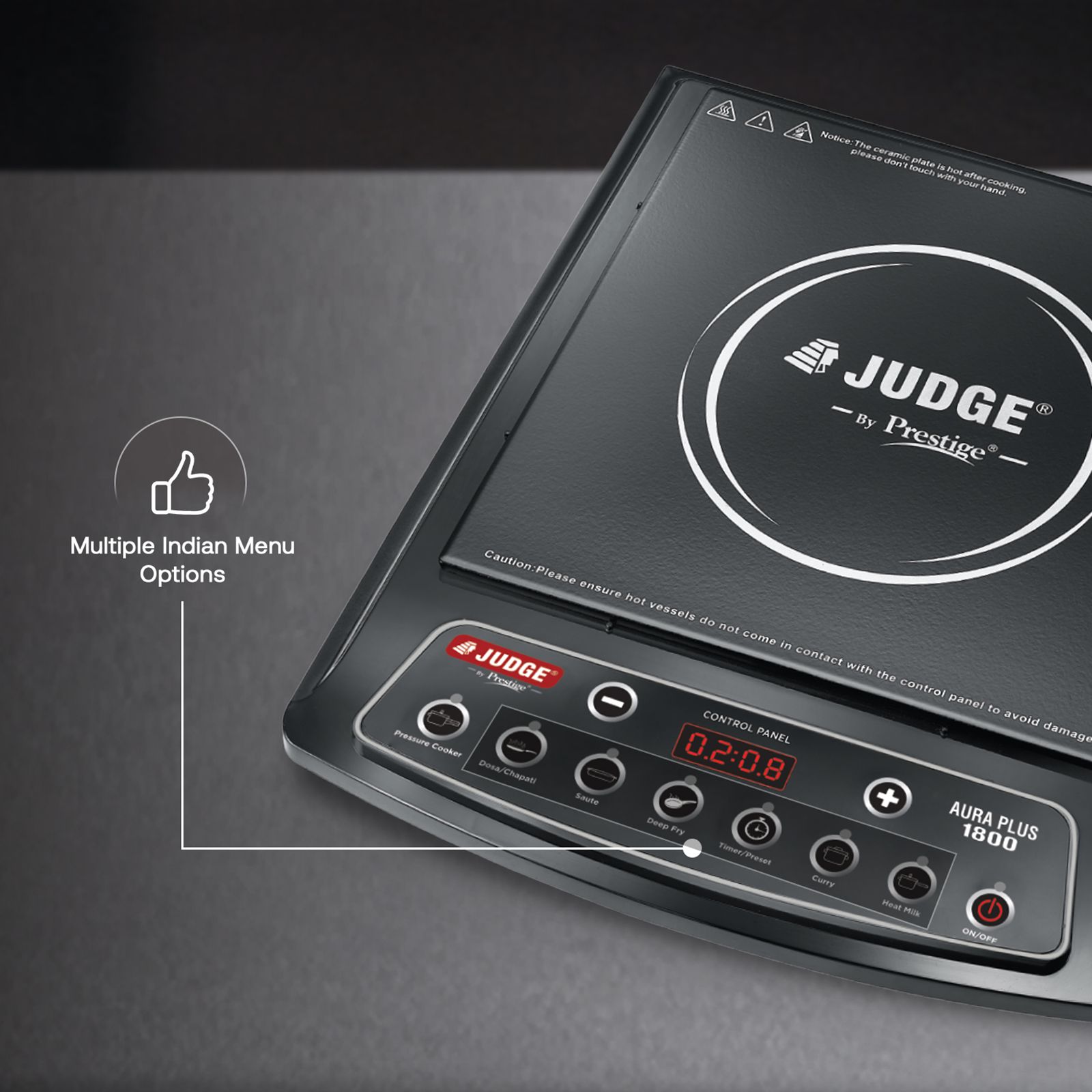 JUDGE By Prestige Aura Plus 1800W Induction Cooktop with 6 Preset Menus JUDGE By Prestige Aura Plus 1800W Induction Cooktop with 6 Preset Menus_5