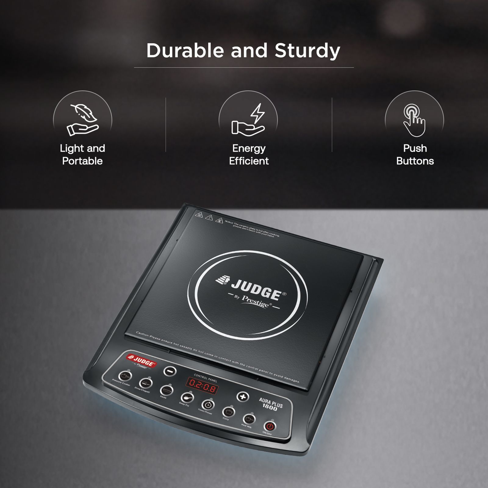 JUDGE By Prestige Aura Plus 1800W Induction Cooktop with 6 Preset Menus JUDGE By Prestige Aura Plus 1800W Induction Cooktop with 6 Preset Menus_6