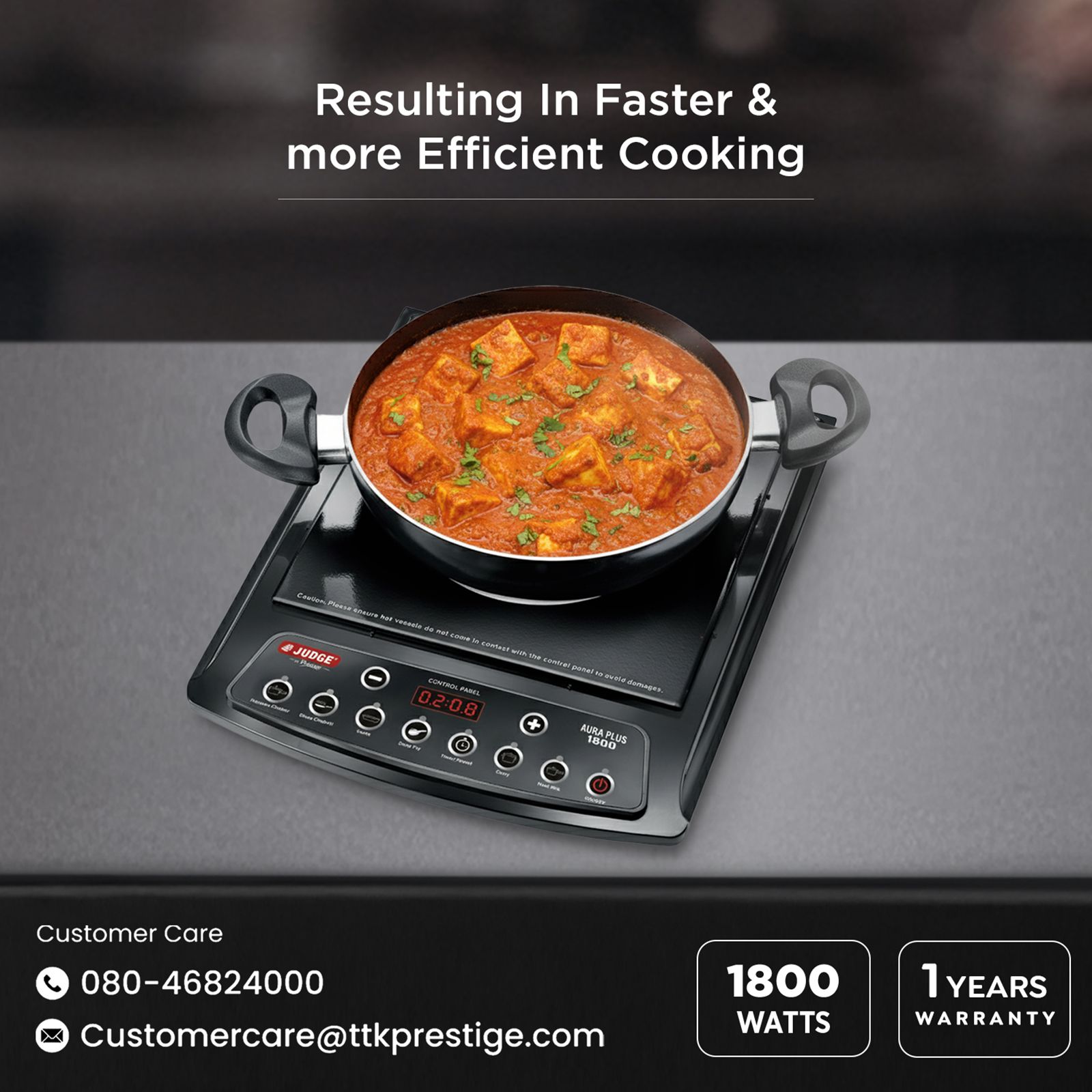 JUDGE By Prestige Aura Plus 1800W Induction Cooktop with 6 Preset Menus JUDGE By Prestige Aura Plus 1800W Induction Cooktop with 6 Preset Menus_7