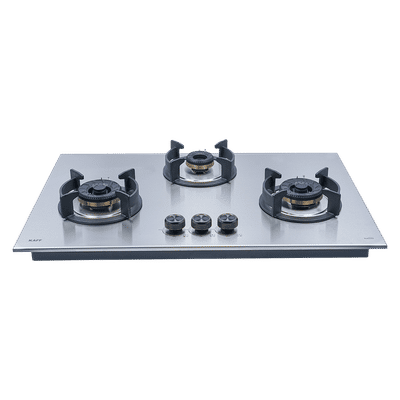 KAFF ROBUSTA 783 Tempered Glass Top 3 Burner Automatic Hob (Flame Failure Device, Stainless Steel)