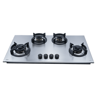 KAFF ROBUSTA-904 Tempered Glass Top 4 Burner Automatic Hob (Flame Failure Device, Stainless Steel)