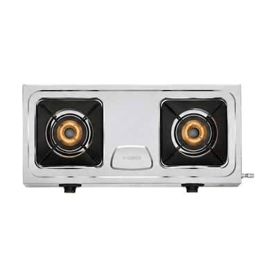 V-GUARD SPLENDID 2B 2 Burner Manual Gas Stove (ISI Certified, Silver)