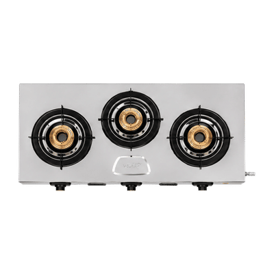 V-GUARD SPLENDID 3B 3 Burner Manual Gas Stove (ISI Certified, Silver)