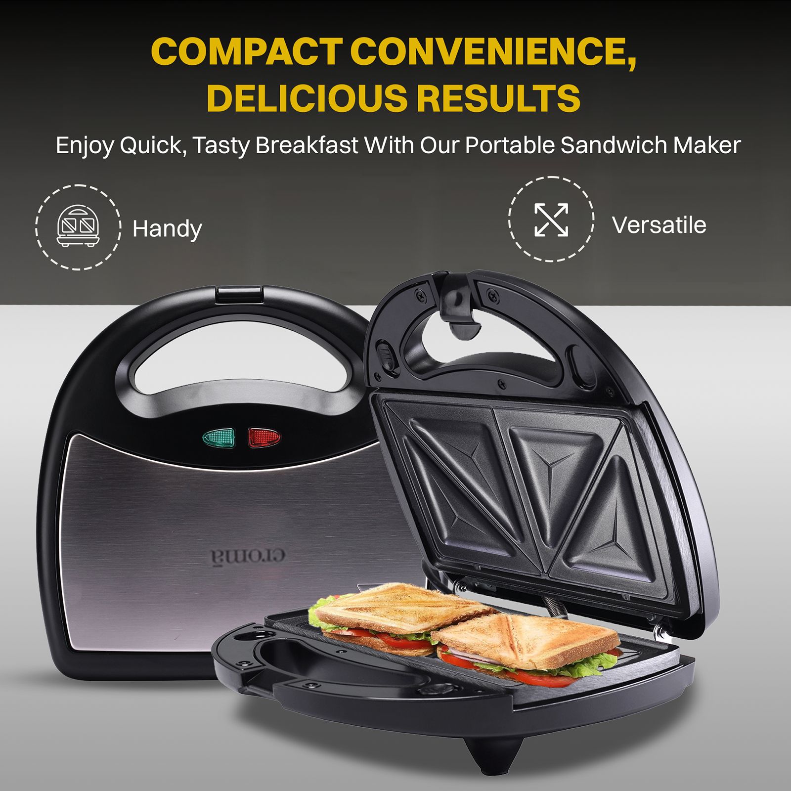 Croma 800W 2 Slice 3-in-1 Sandwich Maker with Automatic Operation (Black) Croma 800W 2 Slice 3-in-1 Sandwich Maker with Automatic Operation (Black)_15