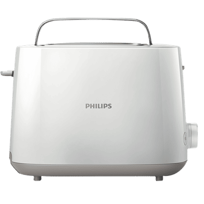 PHILIPS Daily Collection 900W 2 Slice Pop-Up Toaster with Integrated Bun Rack (White)