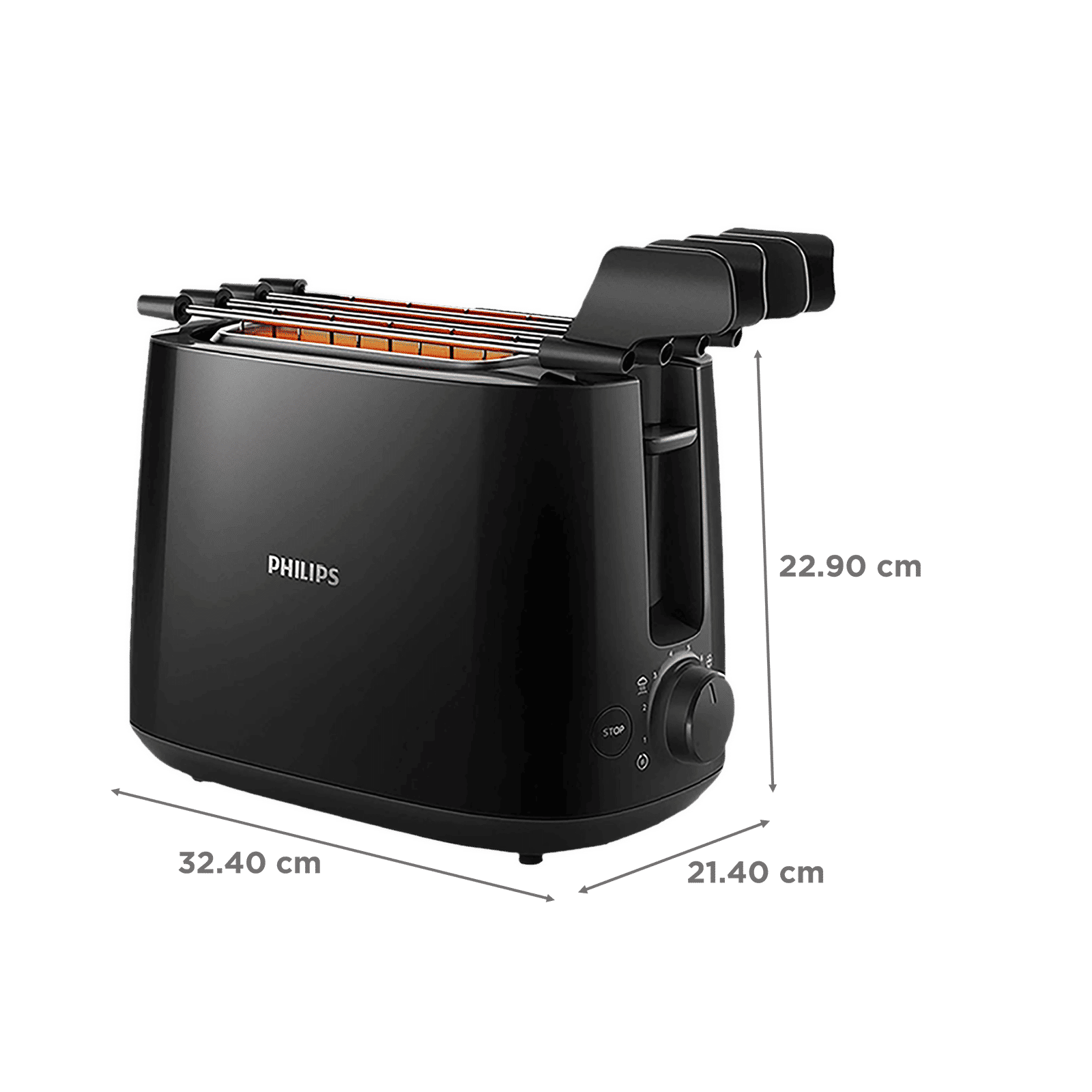 PHILIPS Daily Collection 650W 2 Slice Pop-Up Toaster with Integrated Bun Rack (Black) PHILIPS Daily Collection 650W 2 Slice Pop-Up Toaster with Integrated Bun Rack (Black)_2