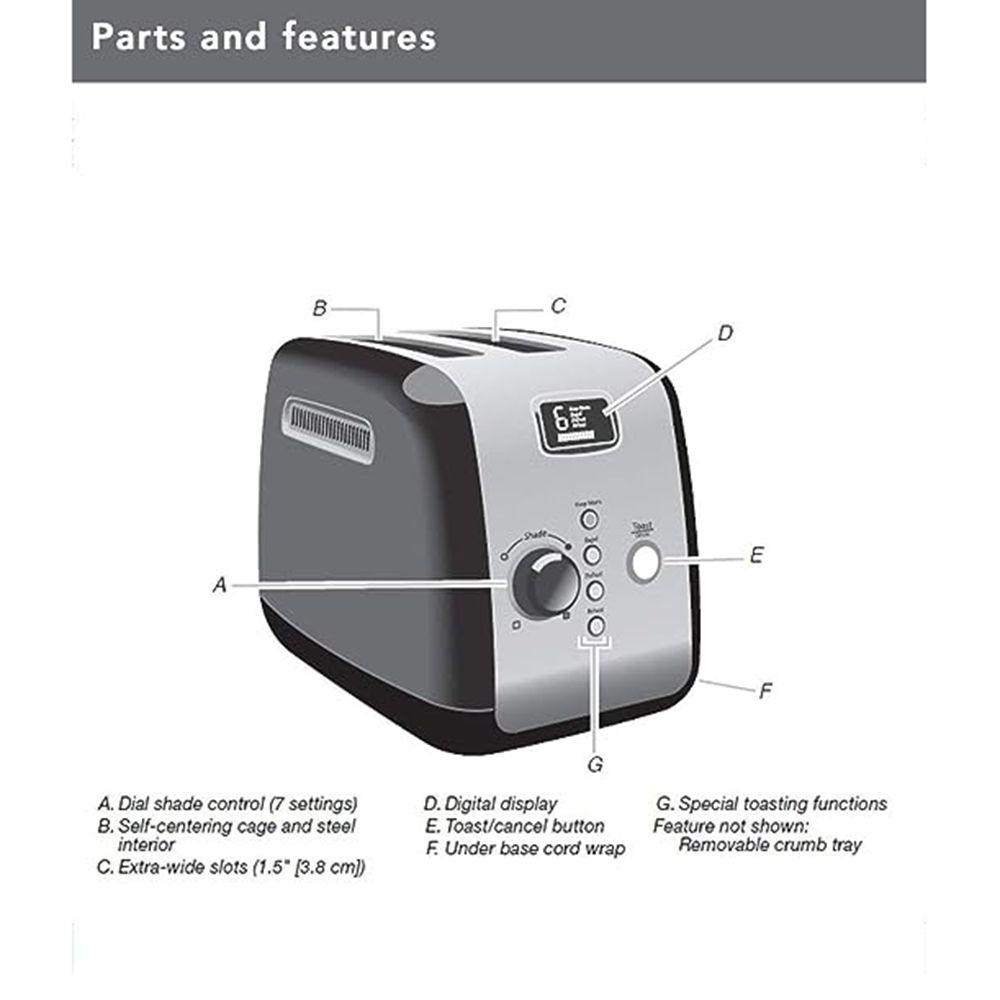 KitchenAid 1100W 2 Slice Pop-Up Toaster with Auto Shut Off Function (Empire Red) KitchenAid 1100W 2 Slice Pop-Up Toaster with Auto Shut Off Function (Empire Red)_5
