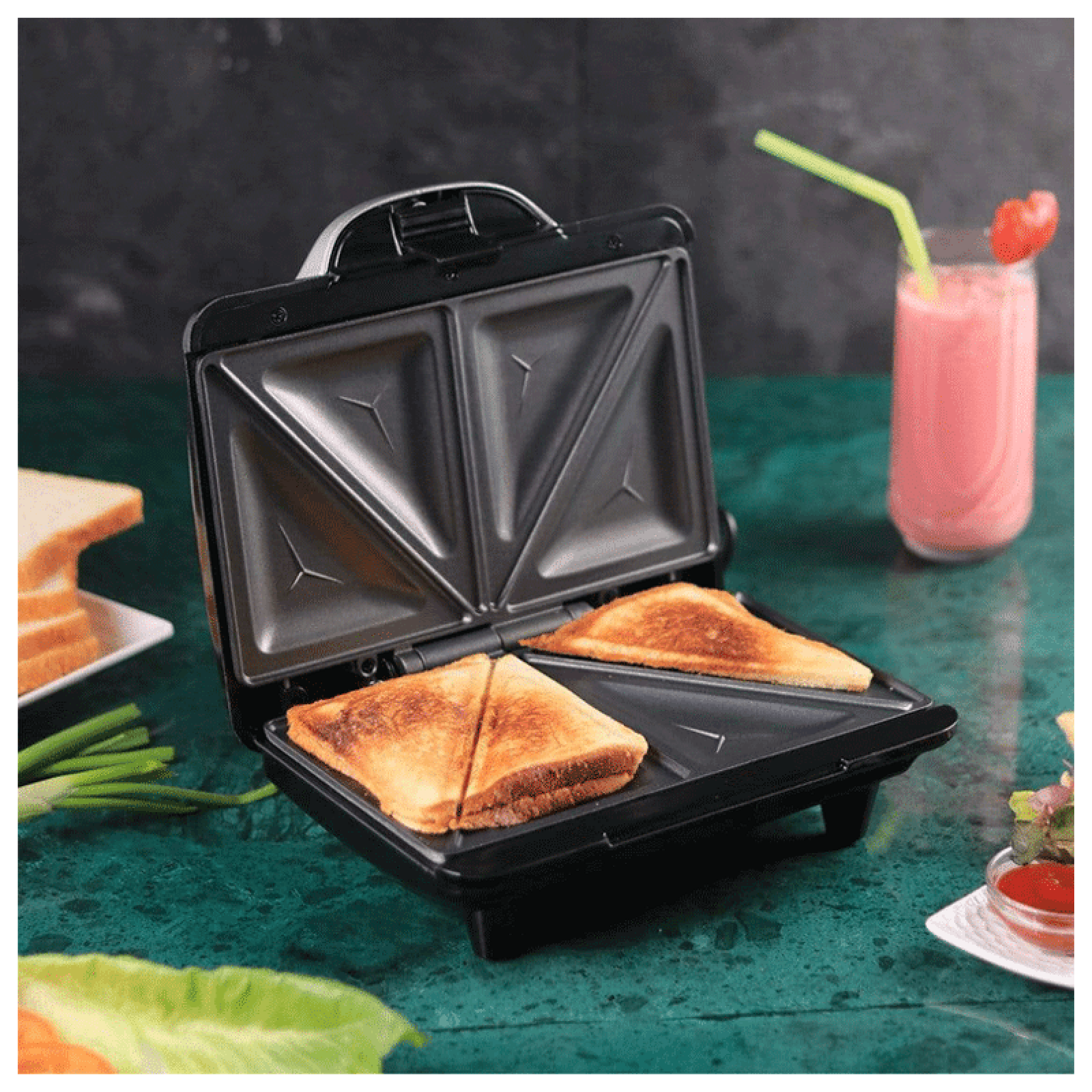 WONDERCHEF Acura 640W 4 Slice Sandwich Maker with Automatic Thermostat (Black)_8