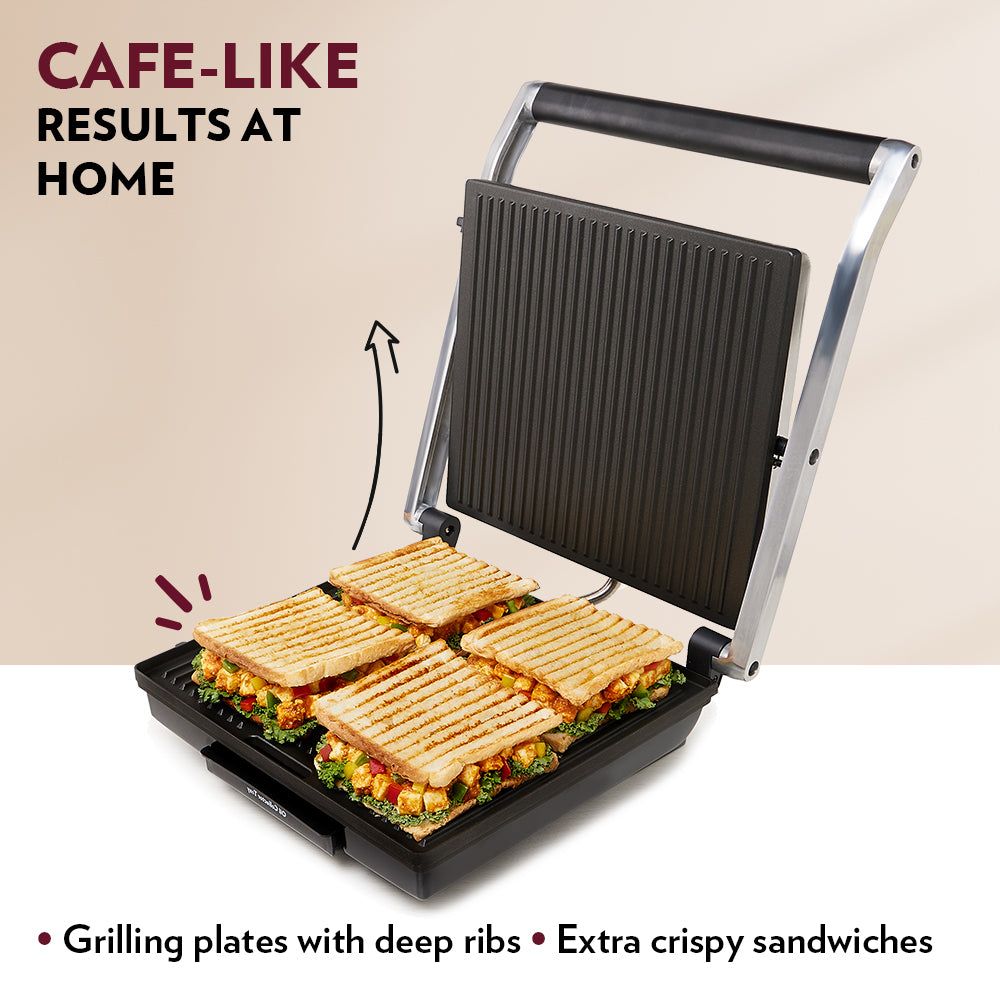 BOROSIL SuperJumbo 2000W 4 Slice Sandwich Maker with Oil Drip Collector Tray (Silver)_7