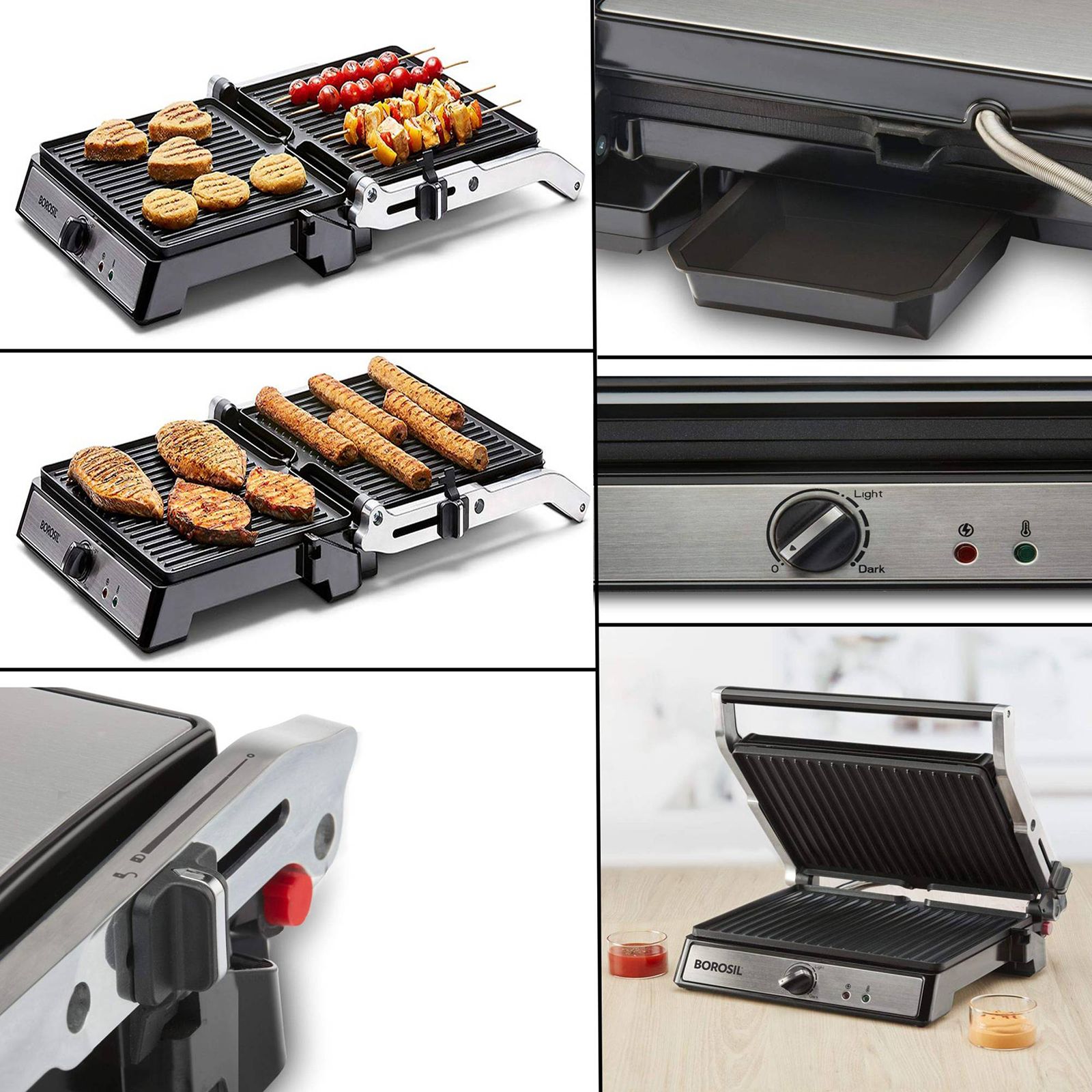 BOROSIL SuperJumbo 2000W 4 Slice Sandwich Maker with Oil Drip Collector Tray (Silver)_13