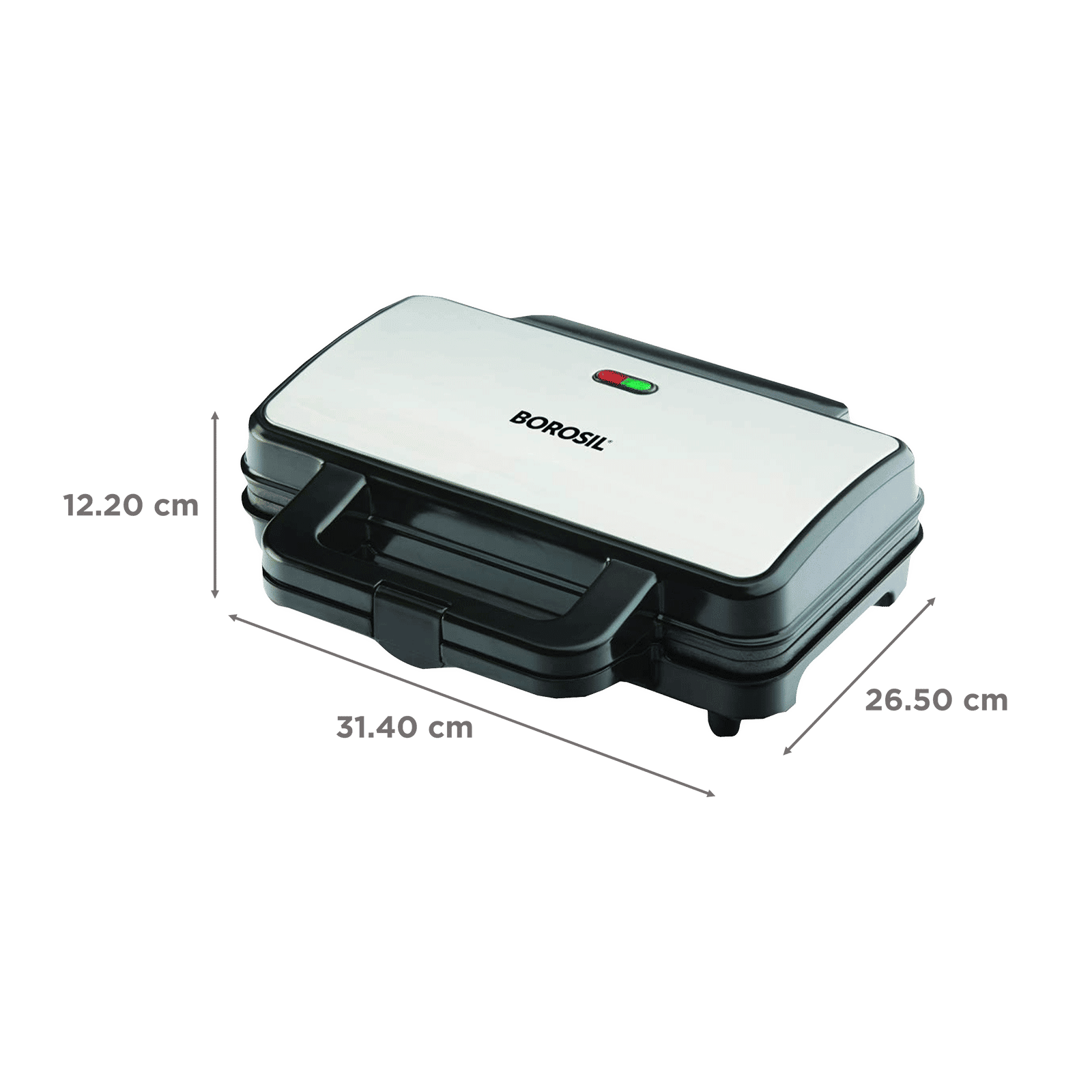 BOROSIL Neo 1000W 2 Slice Waffle Maker with Automatic Temperature Control (Silver)_2