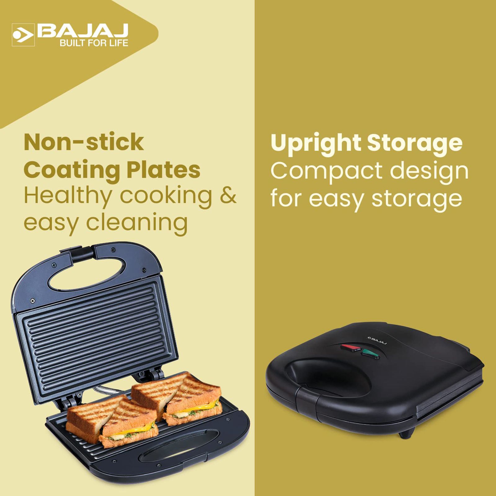 BAJAJ SWX 4 Deluxe 800W 2 Slice Sandwich Maker with Cool Touch Handle (Black) BAJAJ SWX 4 Deluxe 800W 2 Slice Sandwich Maker with Cool Touch Handle (Black)_13