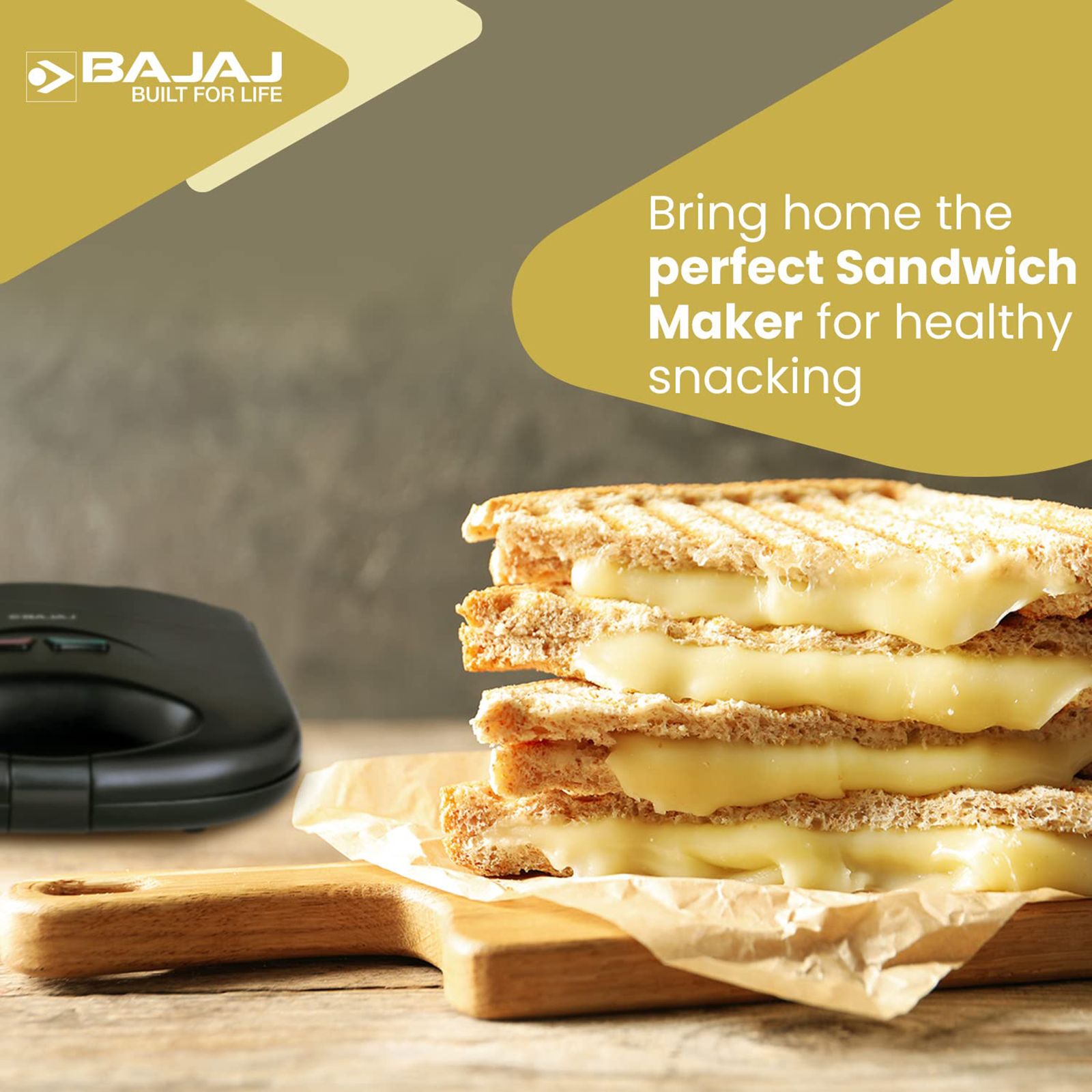 BAJAJ SWX 4 Deluxe 800W 2 Slice Sandwich Maker with Cool Touch Handle (Black) BAJAJ SWX 4 Deluxe 800W 2 Slice Sandwich Maker with Cool Touch Handle (Black)_19