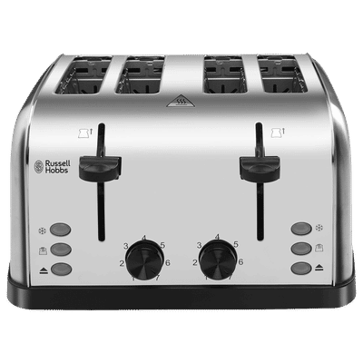 Russell Hobbs 1500W 4 Slice Pop-Up Toaster with Dual Browning Control (Silver)