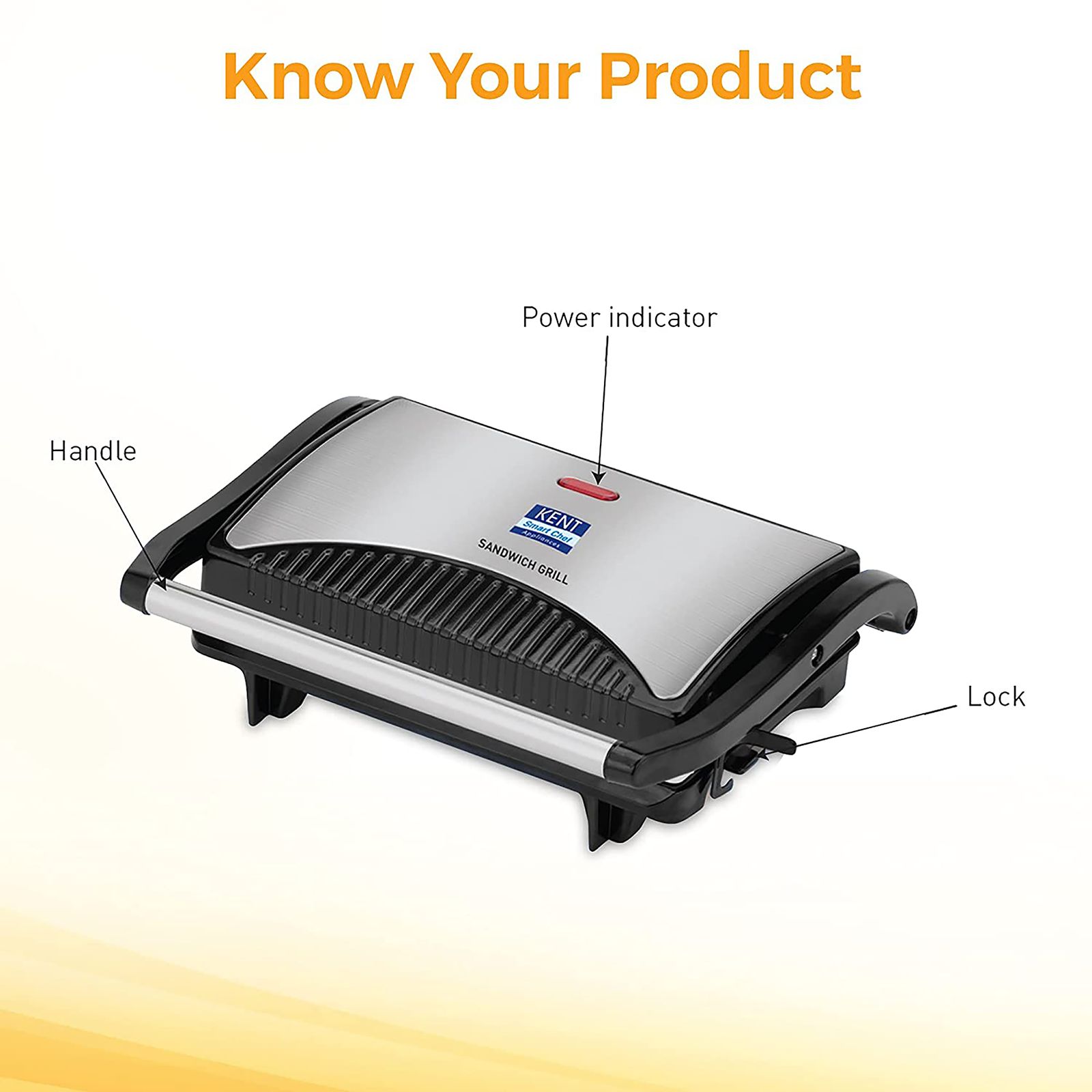 KENT 700W 2 Slice Sandwich Maker with Automatic Temperature Cut Off (Metallic Silver)_12