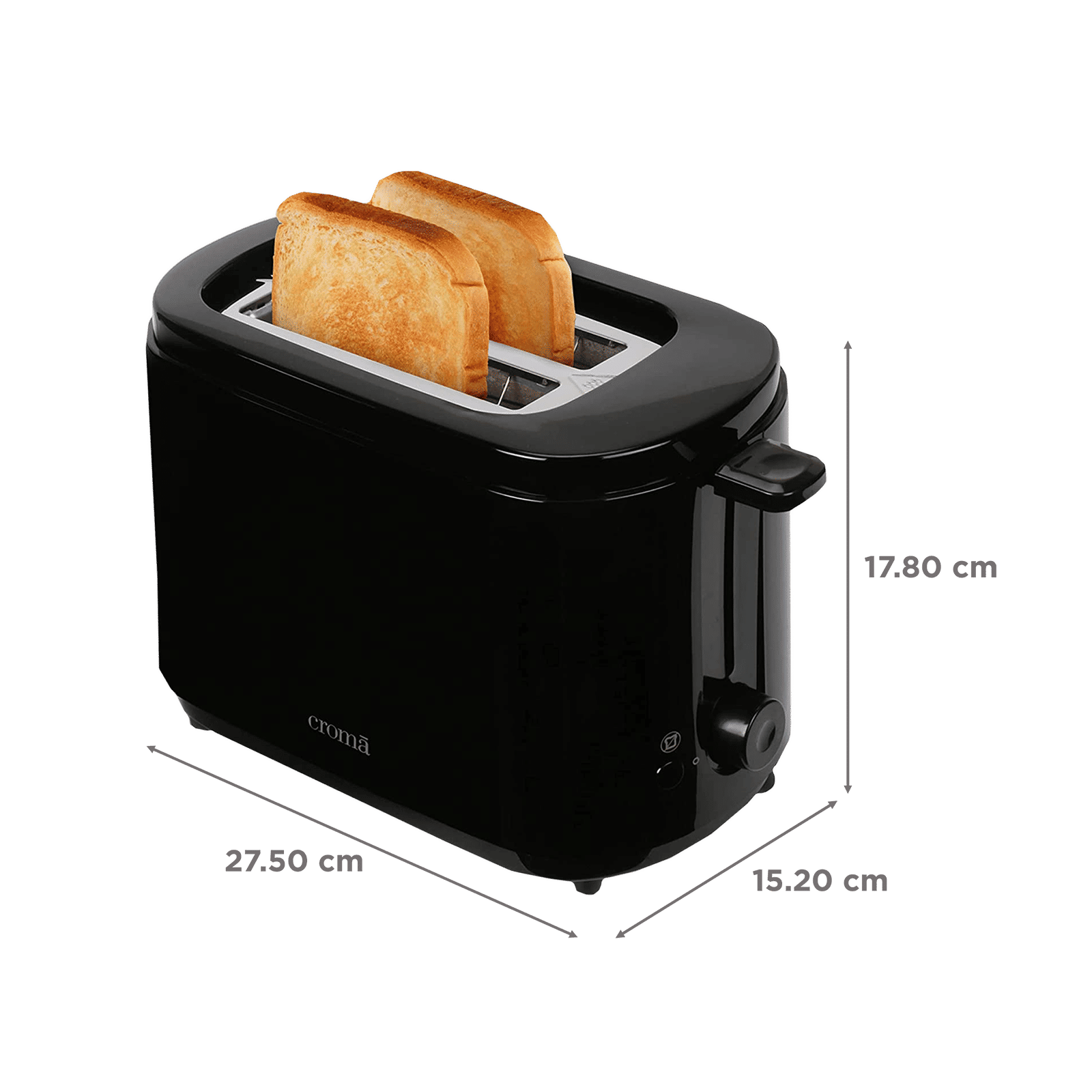 Croma 750W 2 Slice Pop-Up Toaster with Removable Crumb Tray (Black)_2