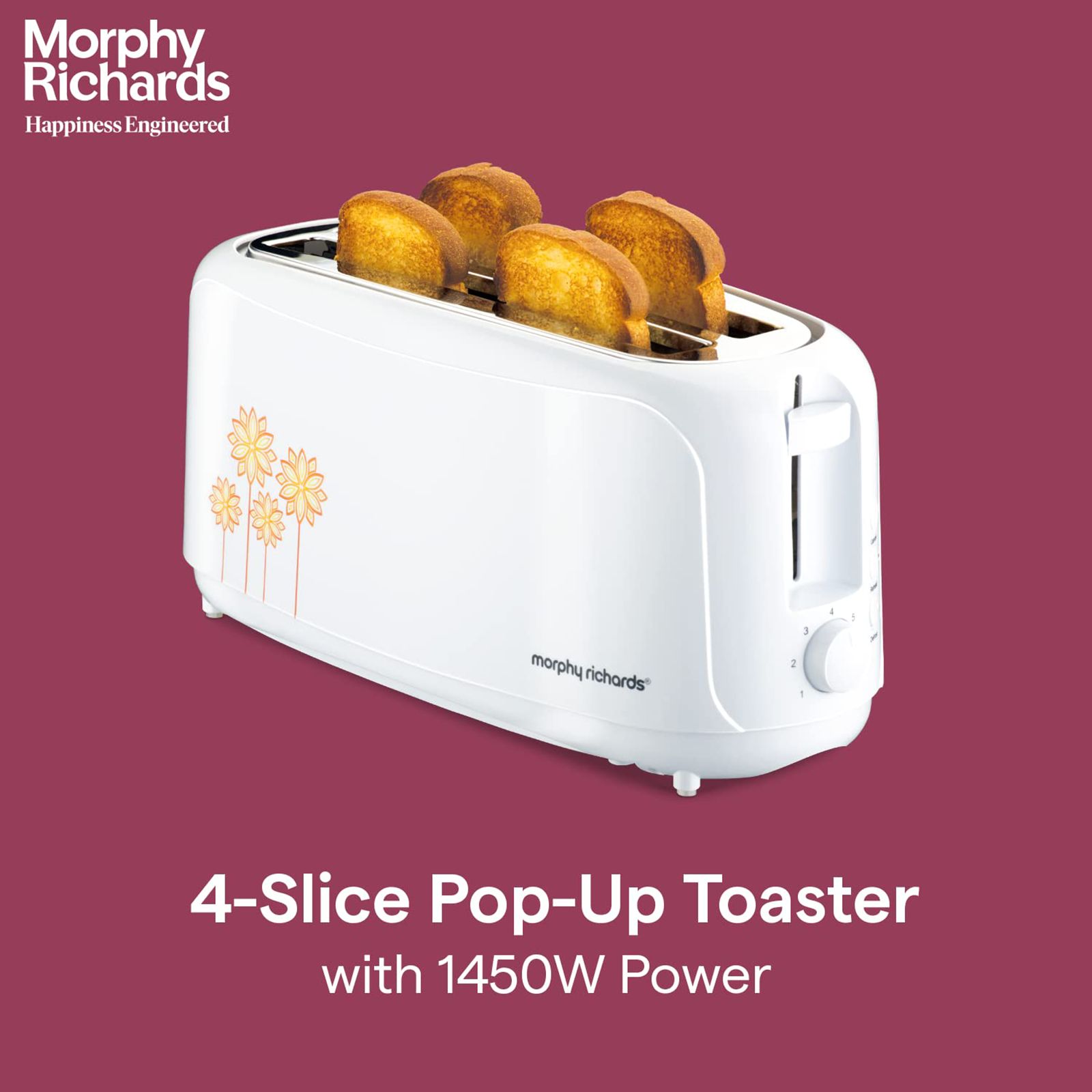 Morphy Richards AT 402 1450W 4 Slice Pop-Up Toaster with Removable Crumb Tray (White)_12