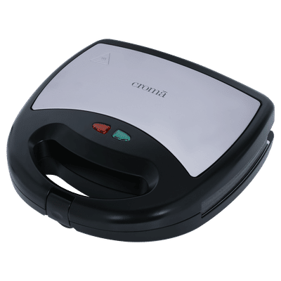 Croma 750W 2 Slice 2-in-1 Sandwich Maker with Cool Touch Handle (Black)