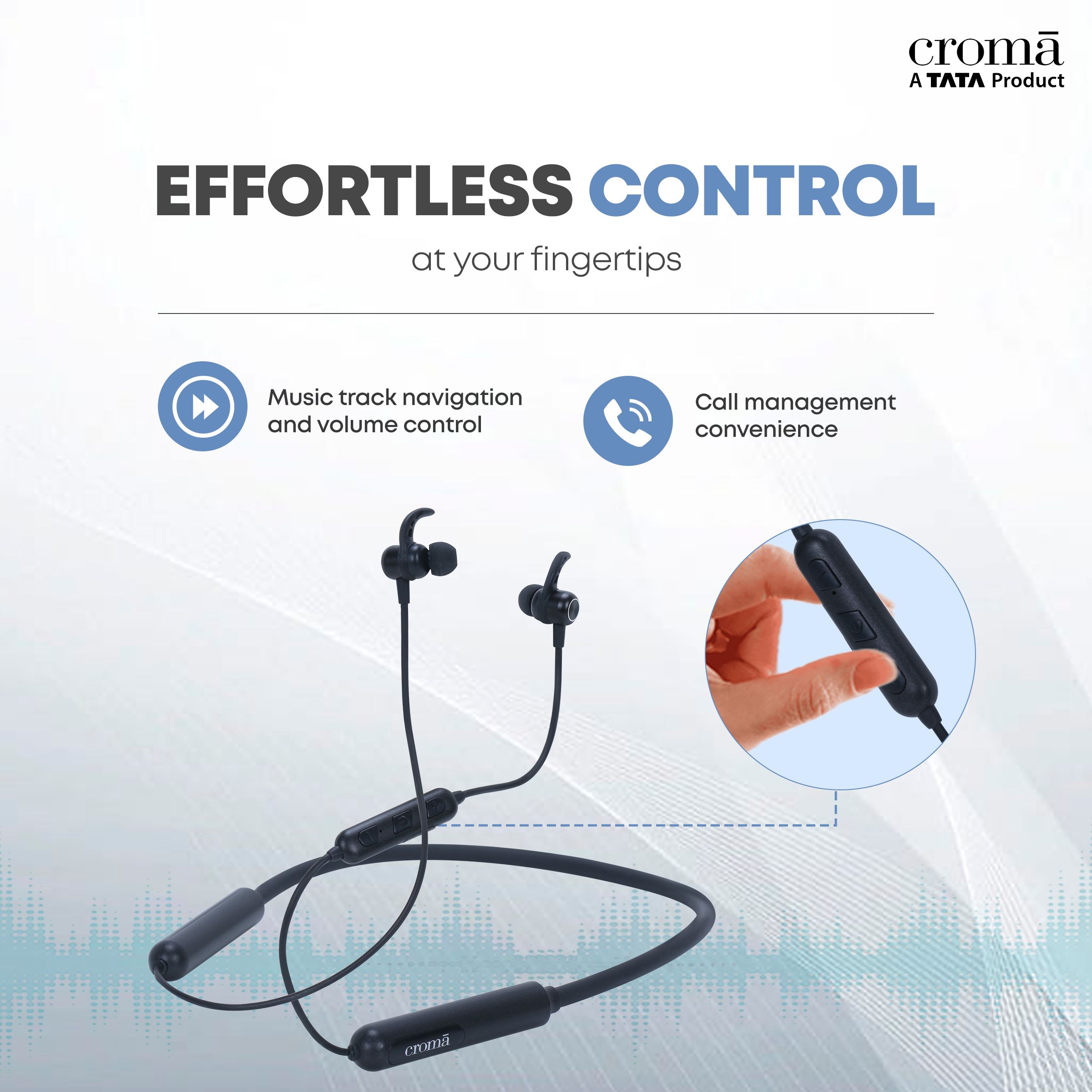 Croma Neckband (Type-C Fast Charging, Dual Connection, 80H Playback, Black) Croma Neckband (Type-C Fast Charging, Dual Connection, 80H Playback, Black)_12