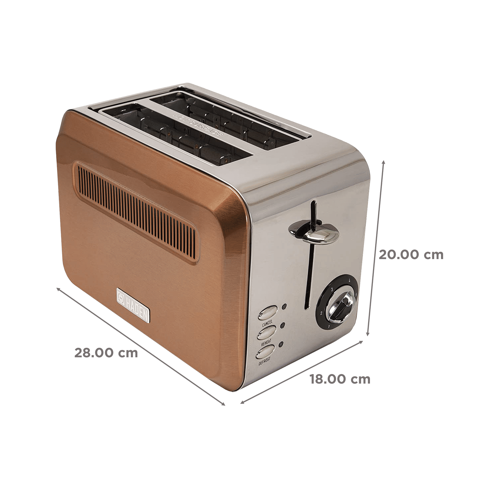 HADEN Boston Pyramid 980W 2 Slice Pop-Up Toaster with Removable Crumb Tray (Copper)_2