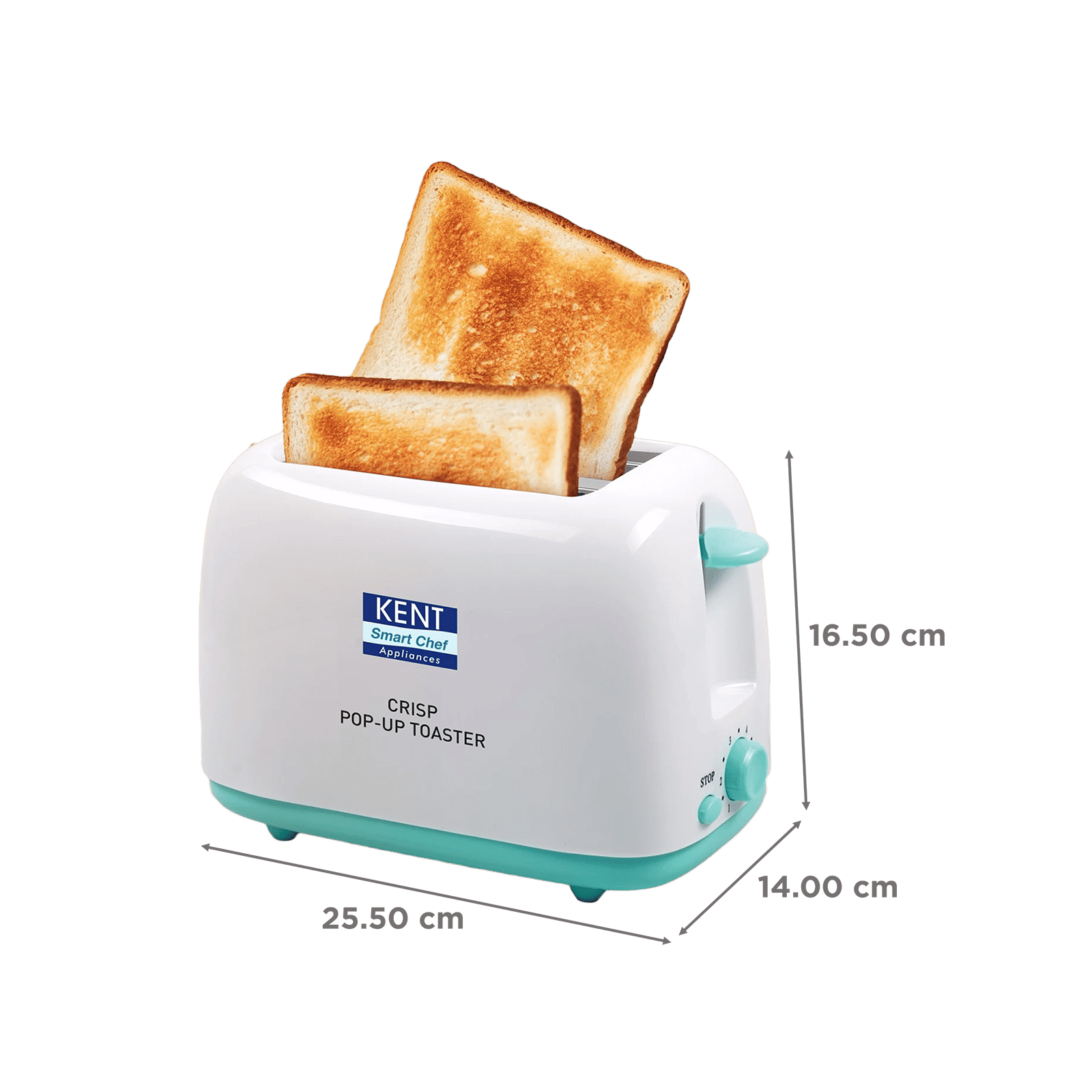 KENT Crisp 650-750W 2 Slice Pop-Up Toaster with 6 Heat Setting (White) KENT Crisp 650-750W 2 Slice Pop-Up Toaster with 6 Heat Setting (White)_2