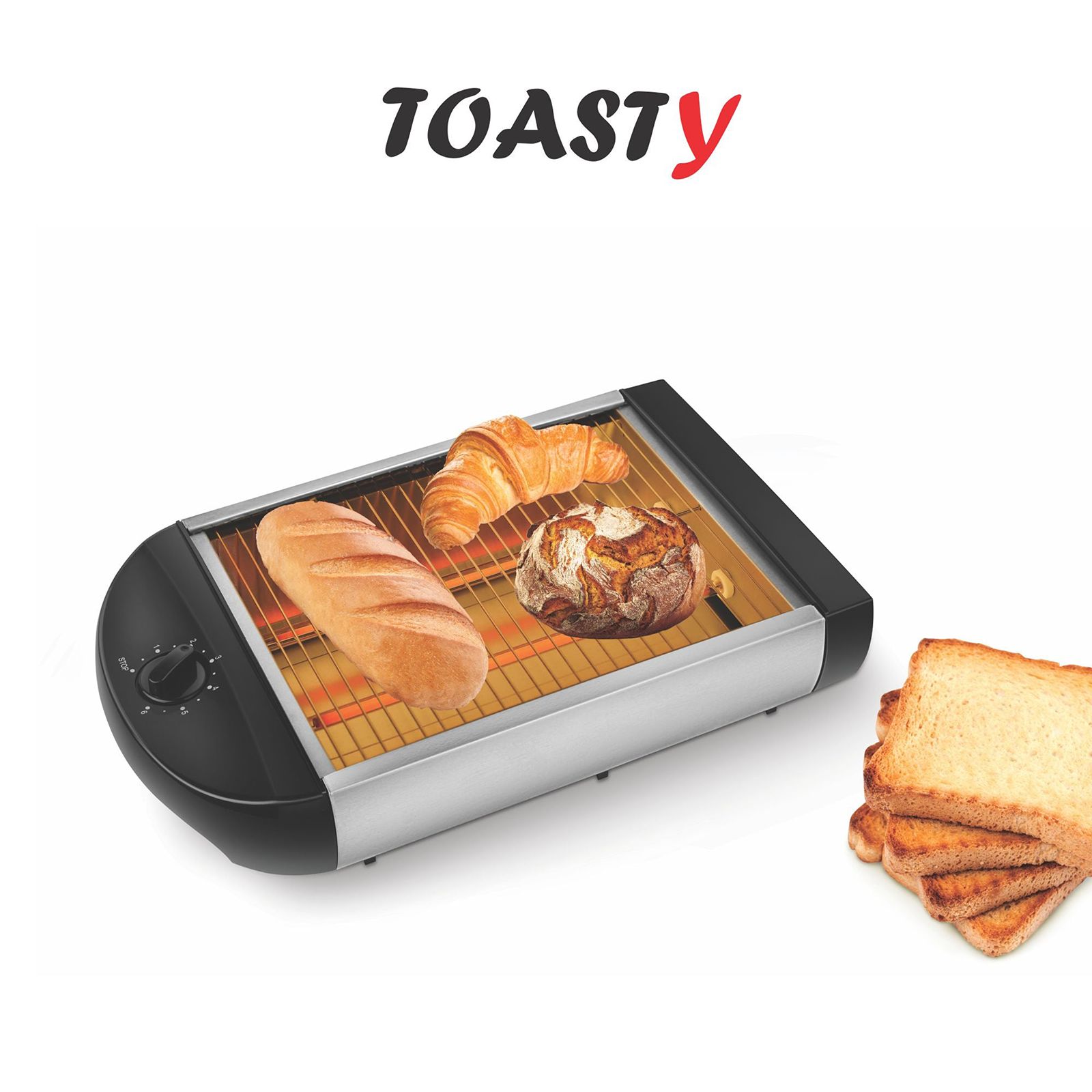 WARMEX Toasty 600W 4 Slice Open Toaster with Two Quartz Heating Tube (Black)_4