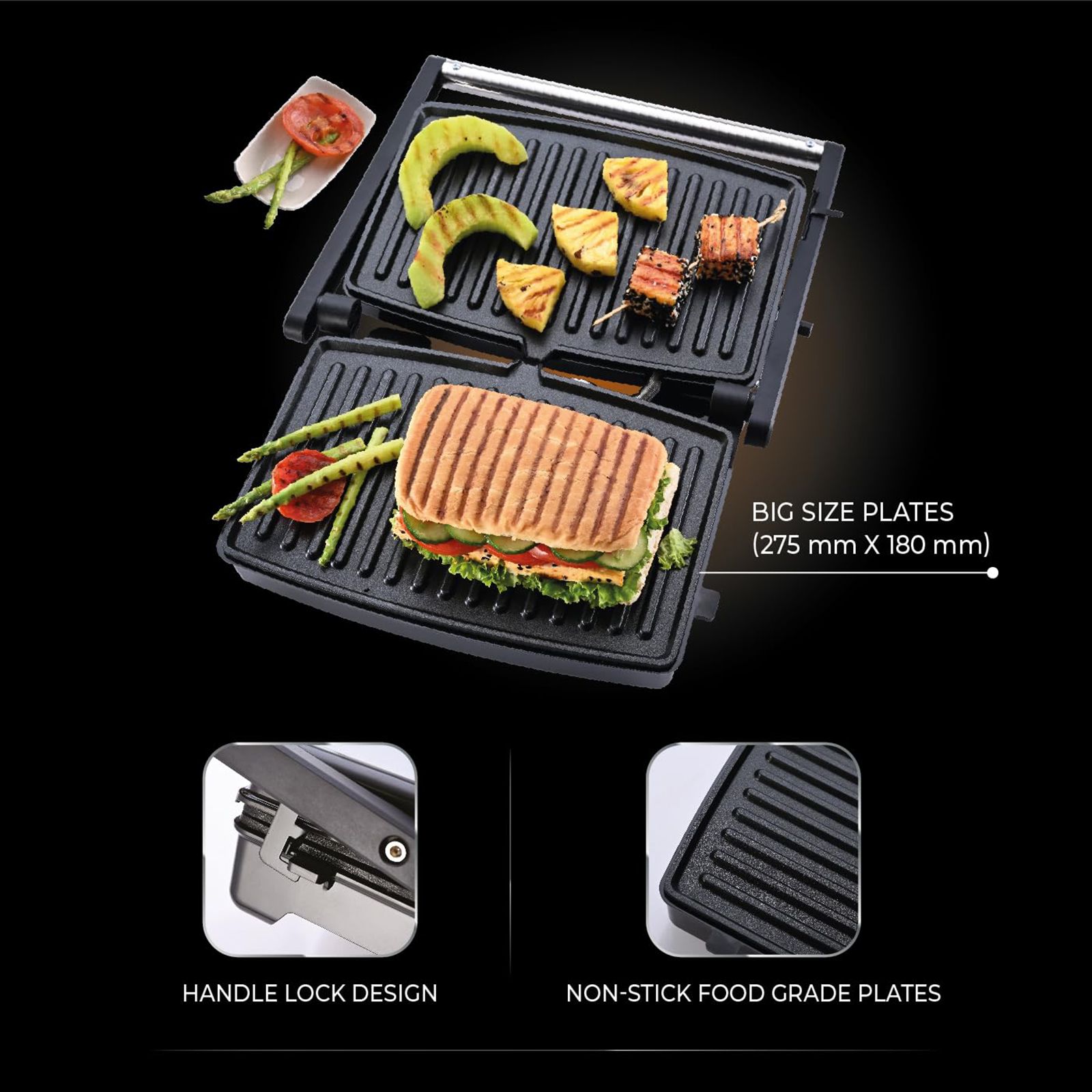 USHA iCHEF 1500W 2 Slice Sandwich Maker with Anti Skid Feet (Stainless Steel) USHA iCHEF 1500W 2 Slice Sandwich Maker with Anti Skid Feet (Stainless Steel)_11