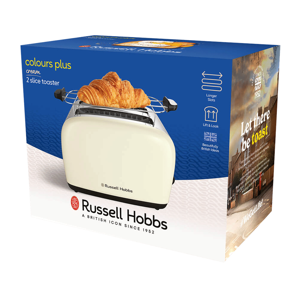 Russell Hobbs Colours Plus 1600W 2 Slice Pop-Up Toaster with Browning Levels (Cream)_12