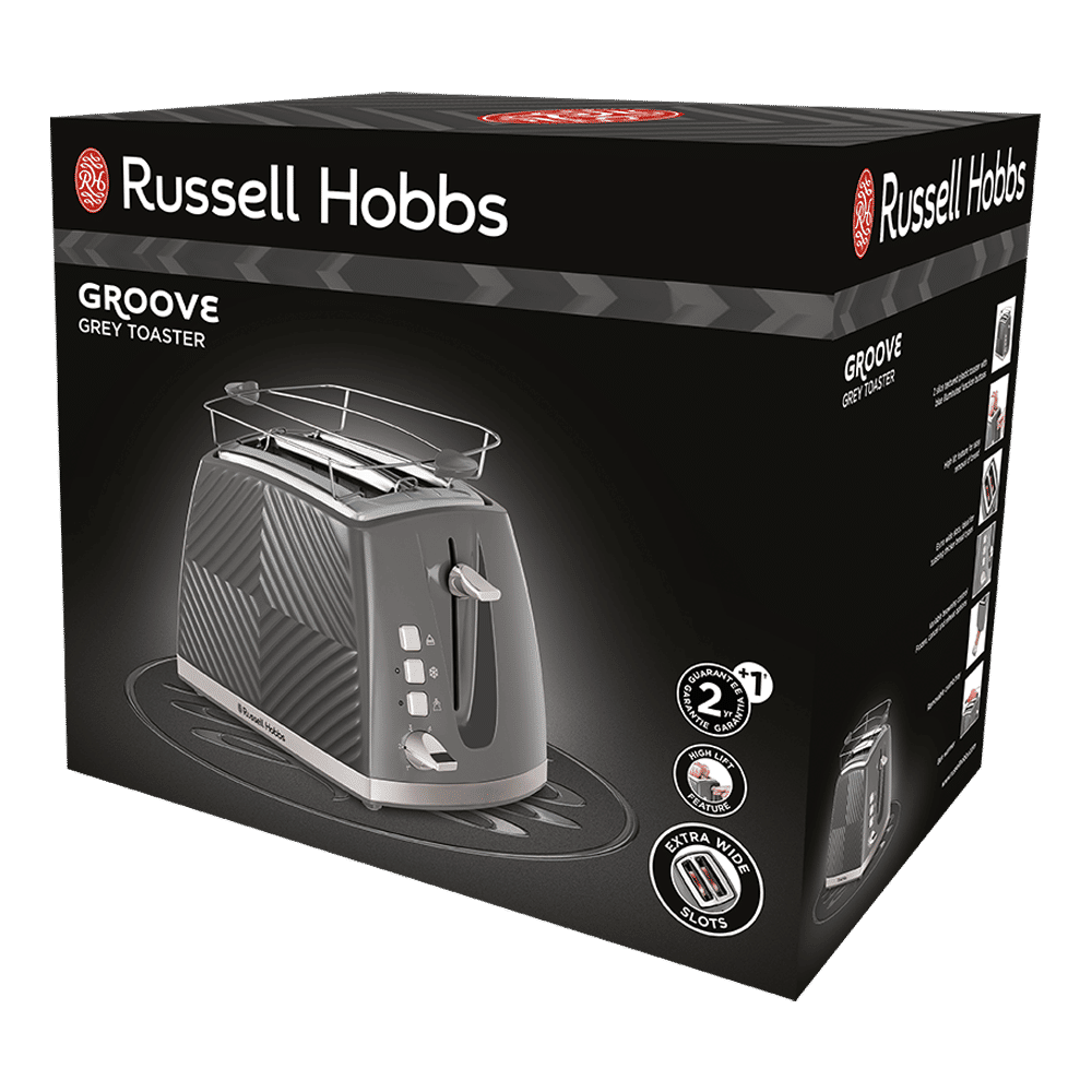 Russell Hobbs Groove 850W 2 Slice Pop-up Toaster with 6 Temperature Settings (Grey) Russell Hobbs Groove 850W 2 Slice Pop-up Toaster with 6 Temperature Settings (Grey)_10