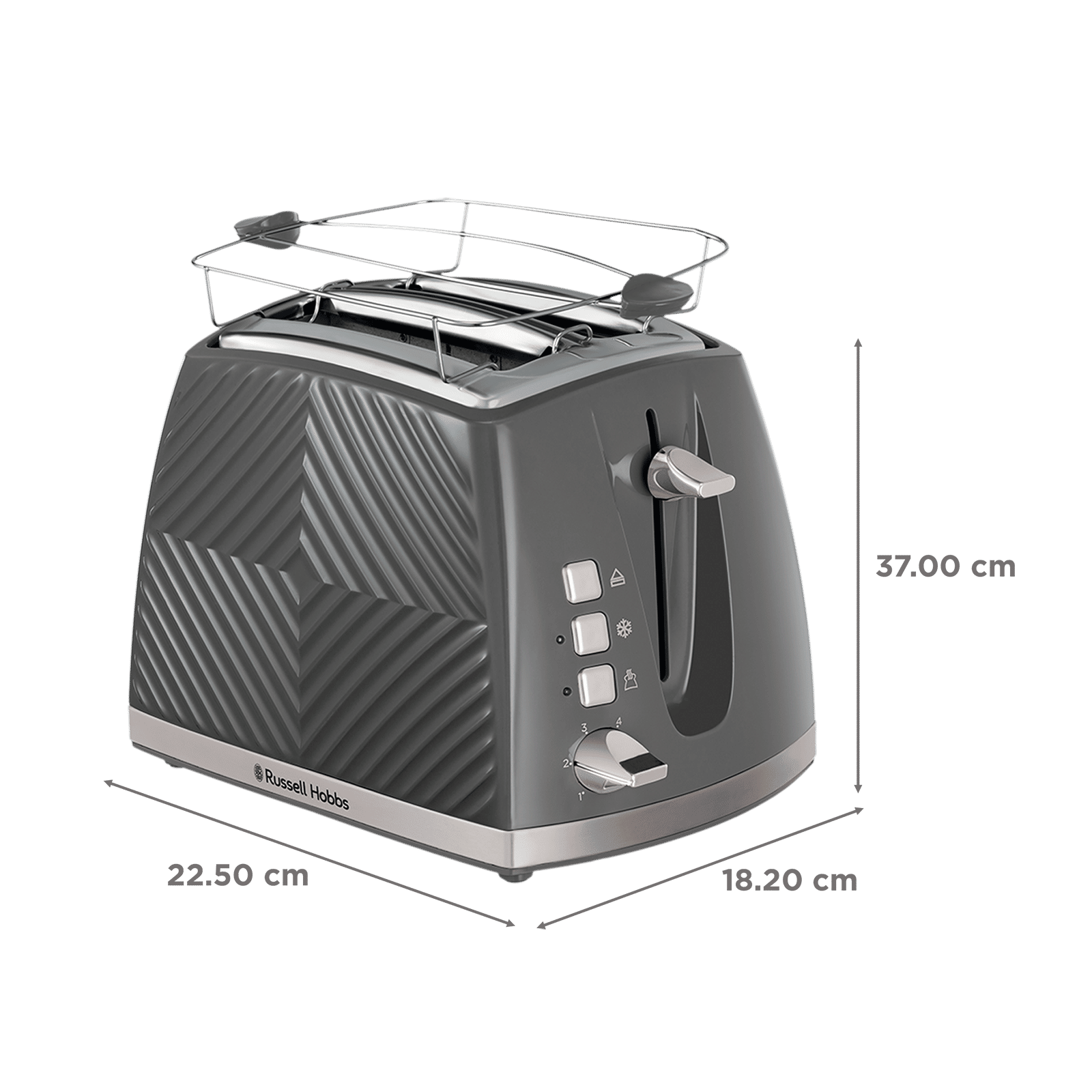 Russell Hobbs Groove 850W 2 Slice Pop-up Toaster with 6 Temperature Settings (Grey) Russell Hobbs Groove 850W 2 Slice Pop-up Toaster with 6 Temperature Settings (Grey)_2