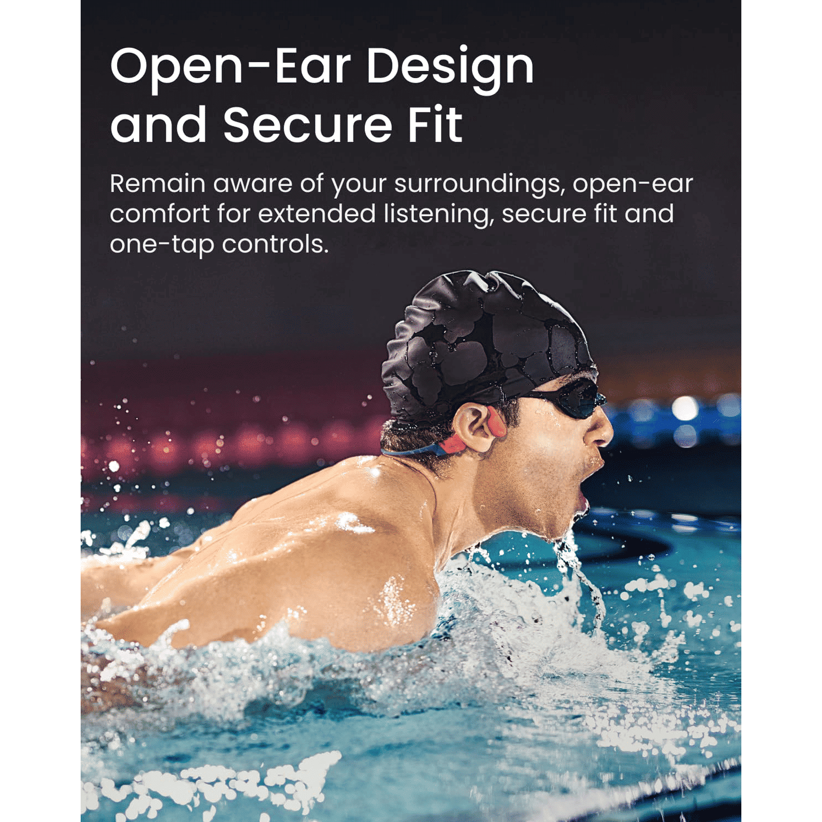 SHOKZ OpenSwim Pro Bone Conduction Bluetooth Headphone with Environmental Noise Cancellation (IP68 Waterproof, Built For Swimming, Red) SHOKZ OpenSwim Pro Bone Conduction Bluetooth Headphone with Environmental Noise Cancellation (IP68 Waterproof, Built For Swimming, Red)_4
