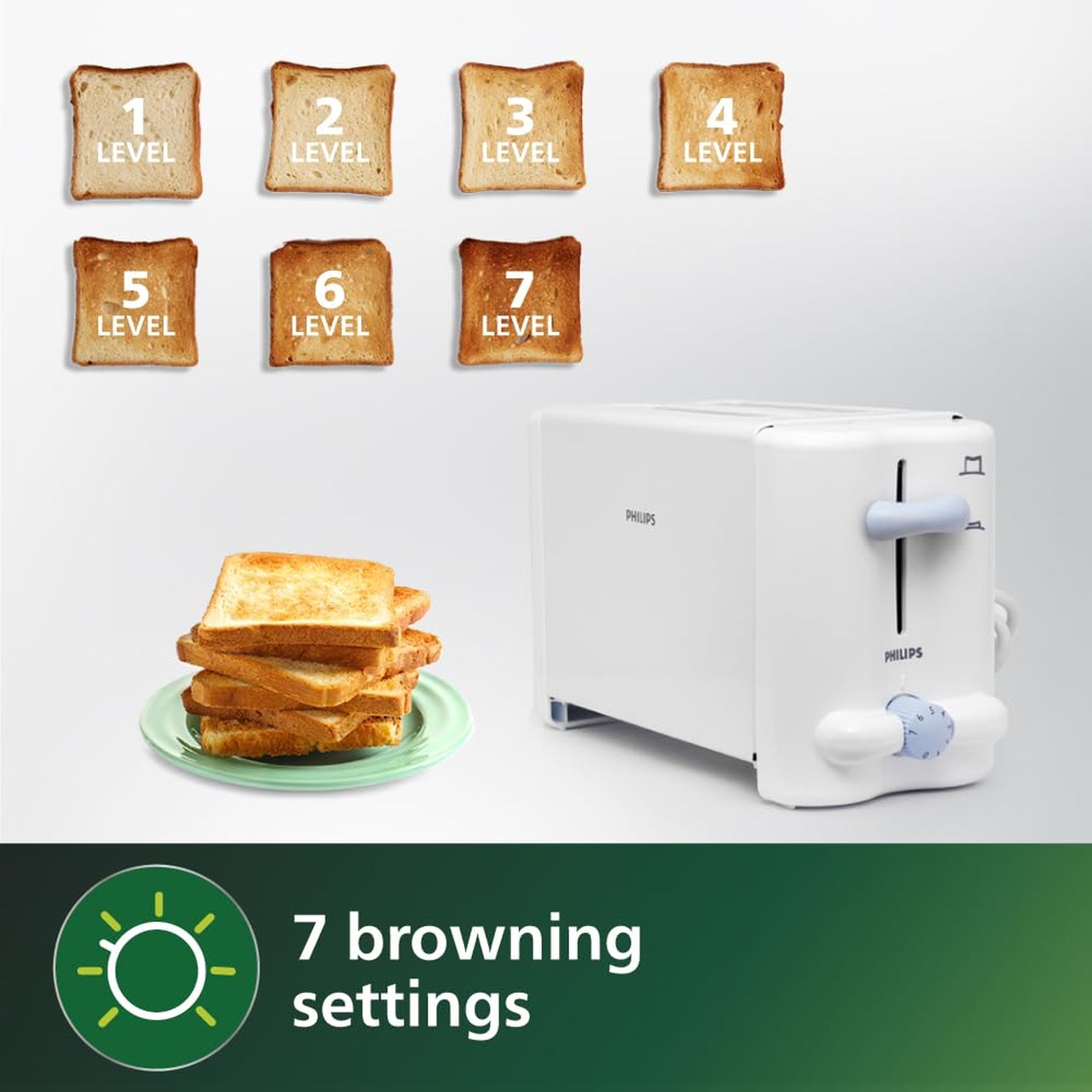 PHILIPS HD4815/28 800W 2 Slice Pop-Up Toaster with 7 Level Browning Controls (White) PHILIPS HD4815/28 800W 2 Slice Pop-Up Toaster with 7 Level Browning Controls (White)_4