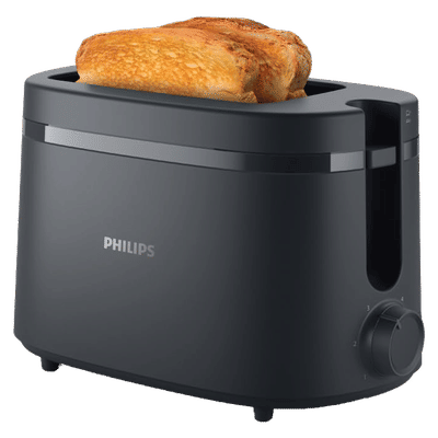 PHILIPS Essentials Collection 1000 Series 650W 2 Slice Pop-Up Toaster with 6 Level Browning Controls (Charcoal Grey)