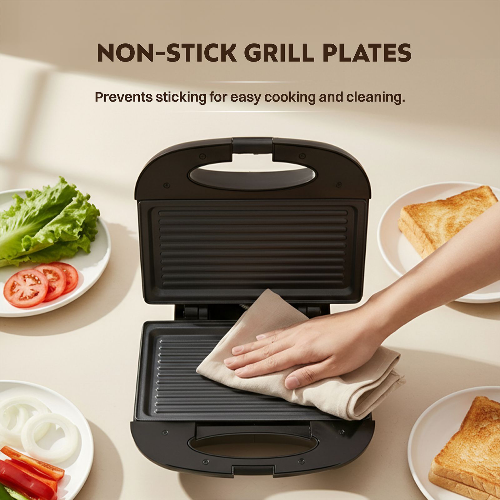 Croma 750W 2 Slice Sandwich Maker with Non Stick Grill Plates (Black) Croma 750W 2 Slice Sandwich Maker with Non Stick Grill Plates (Black)_5
