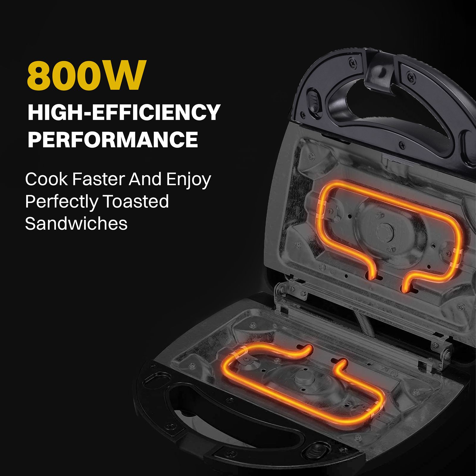 Croma AK6203 800W 2 Slice 3-in-1 Sandwich Maker with Automatic Operation (Black)_4